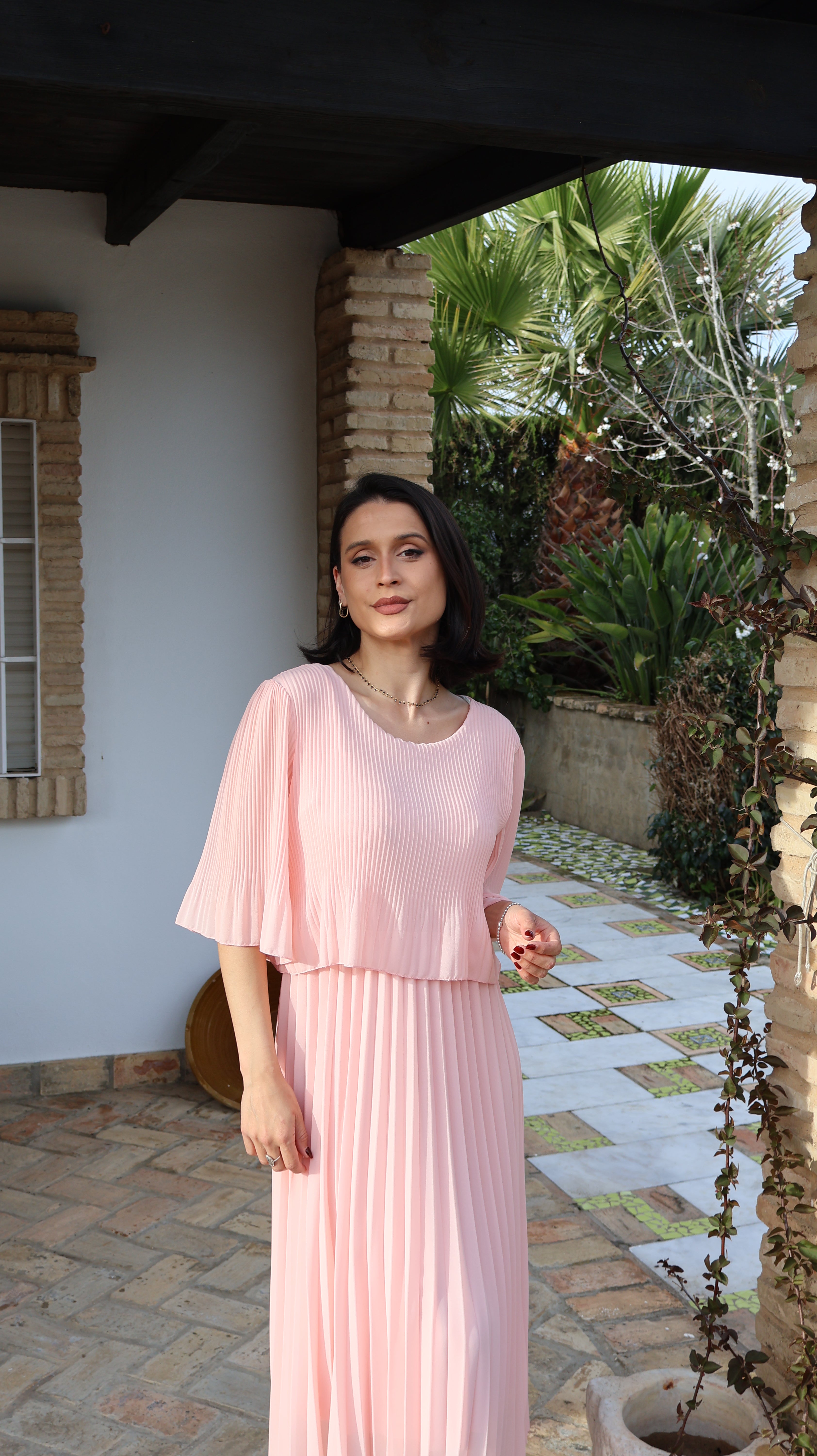 Vestido fluido plisado