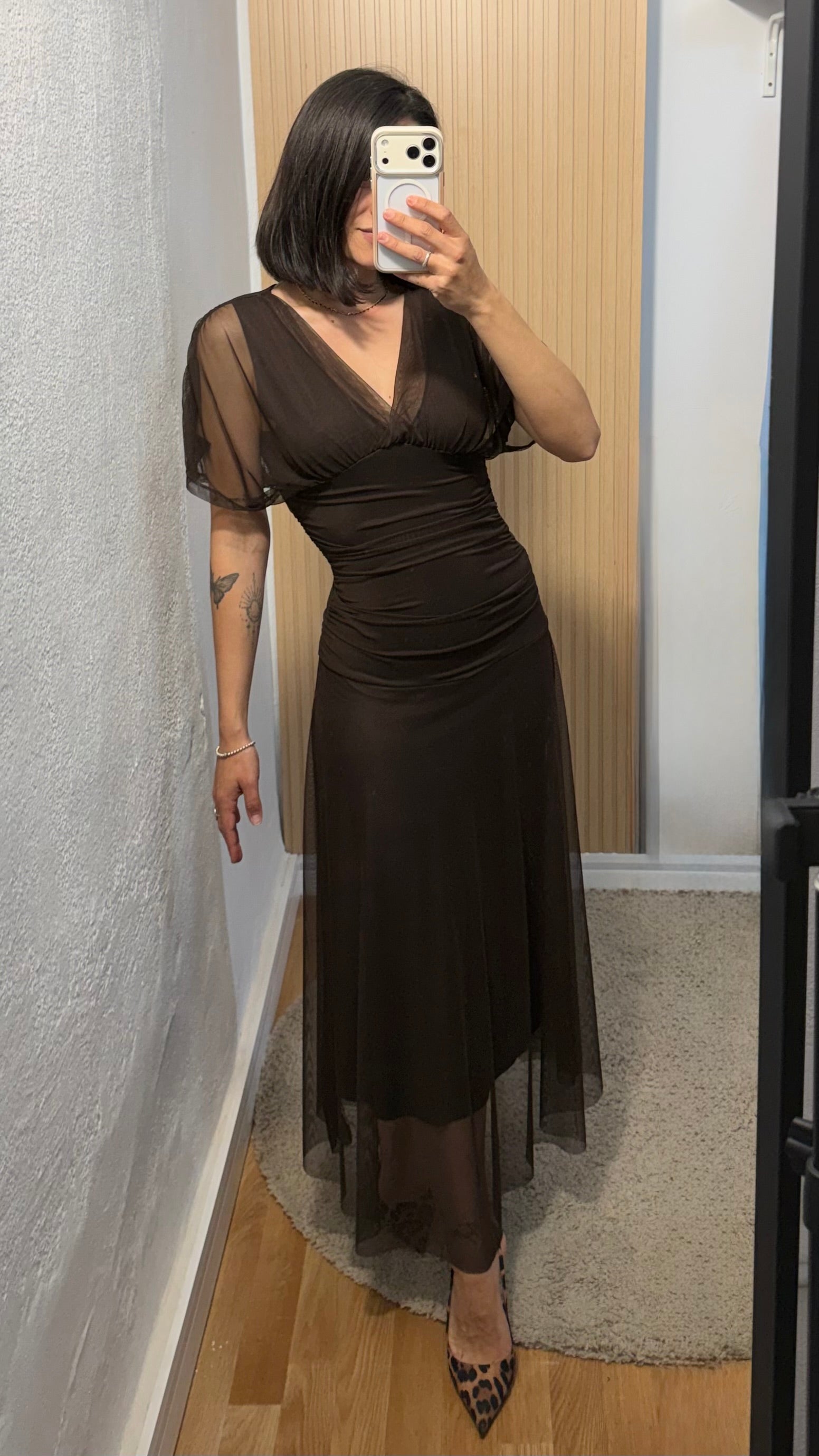 Vestido tul marrón