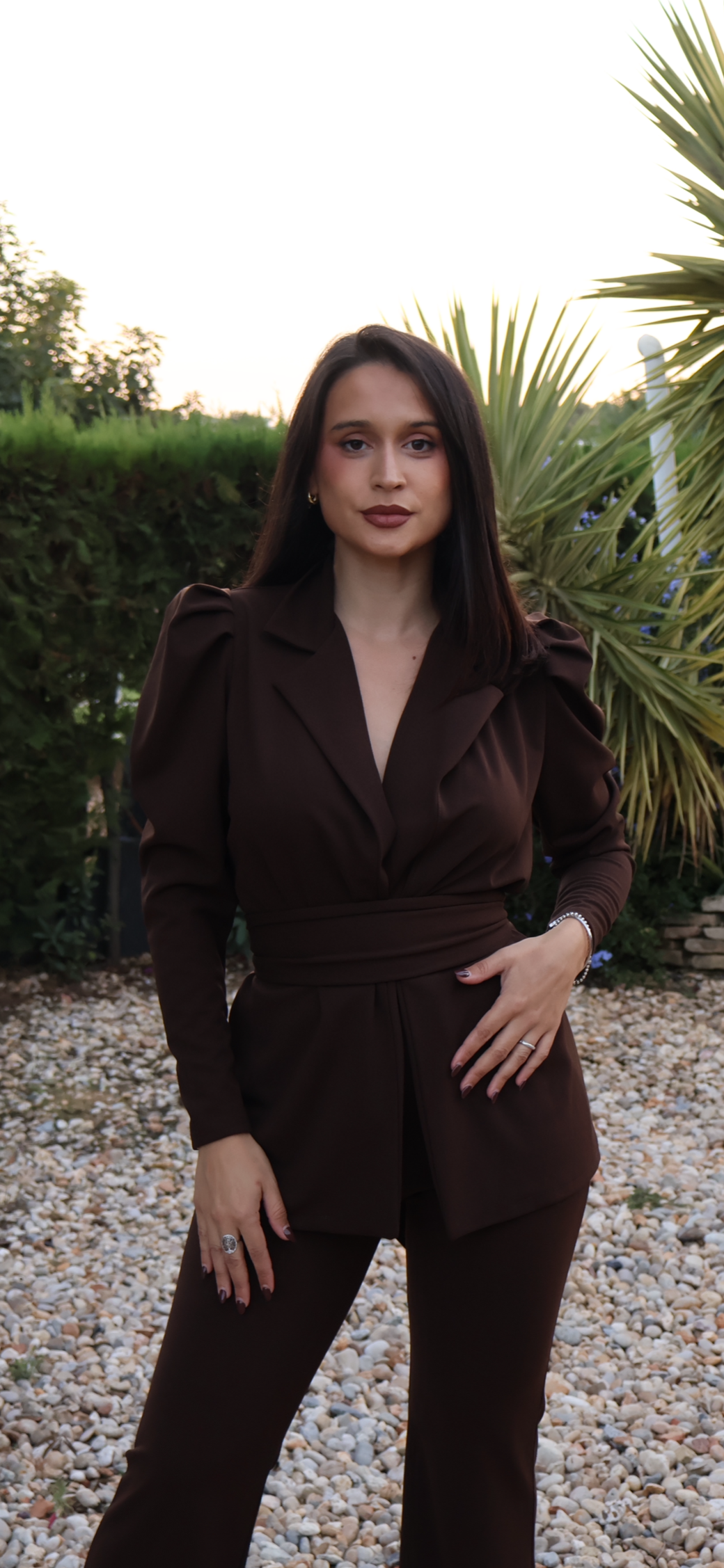 Traje de chaqueta Olivia Marrón