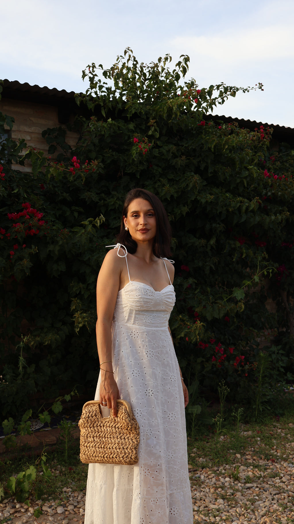 Vestido perforado blanco