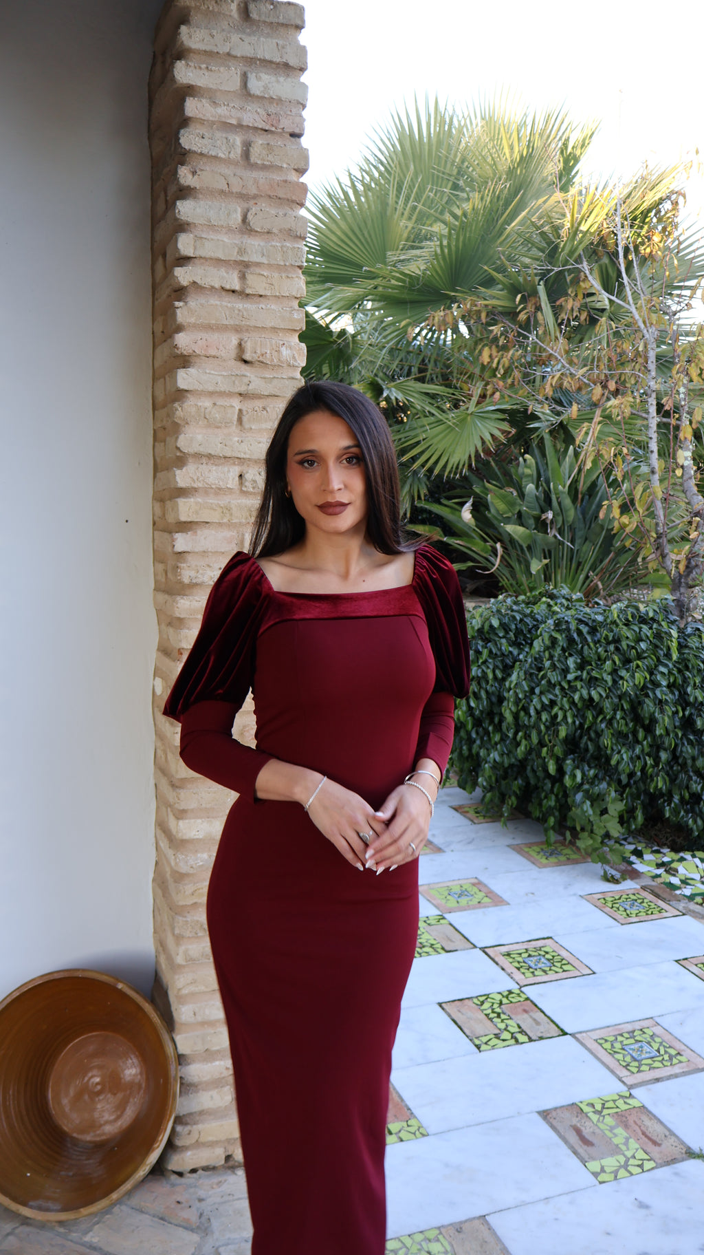 Vestido Glam burdeos