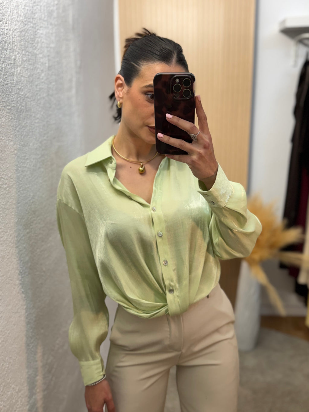 Camisa brillo verde agua