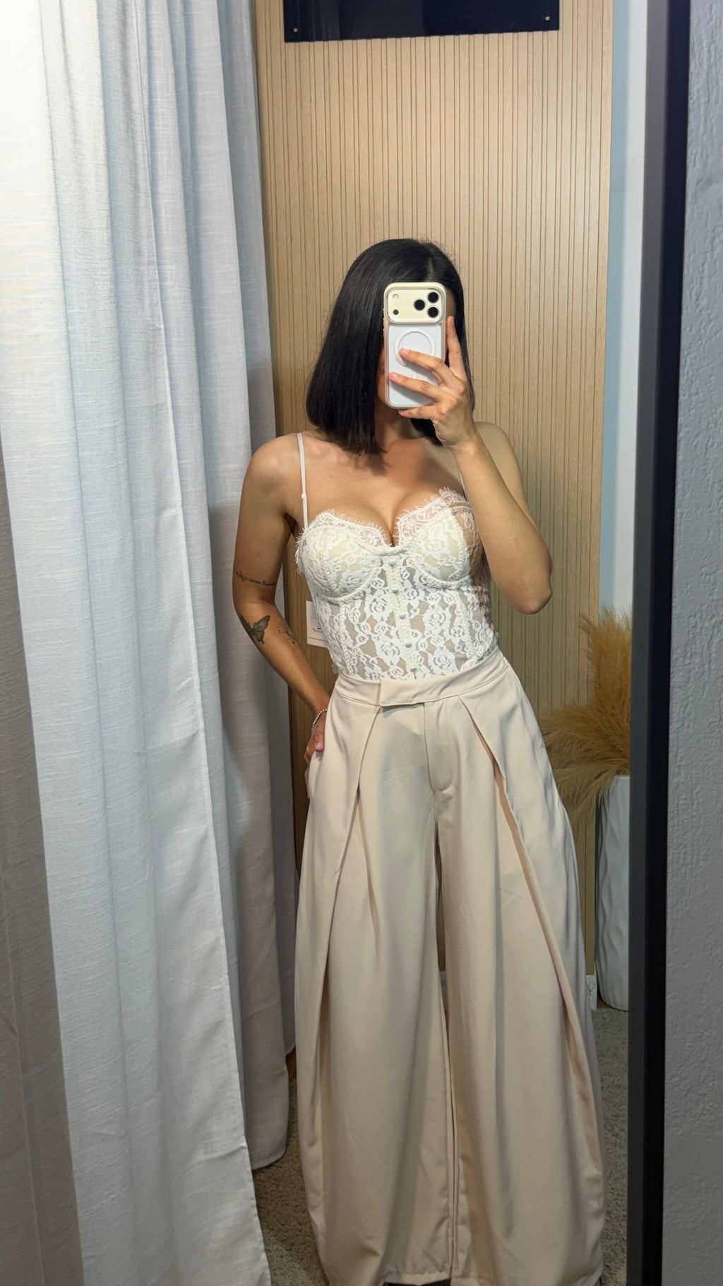 Pantalón capa beige cierre