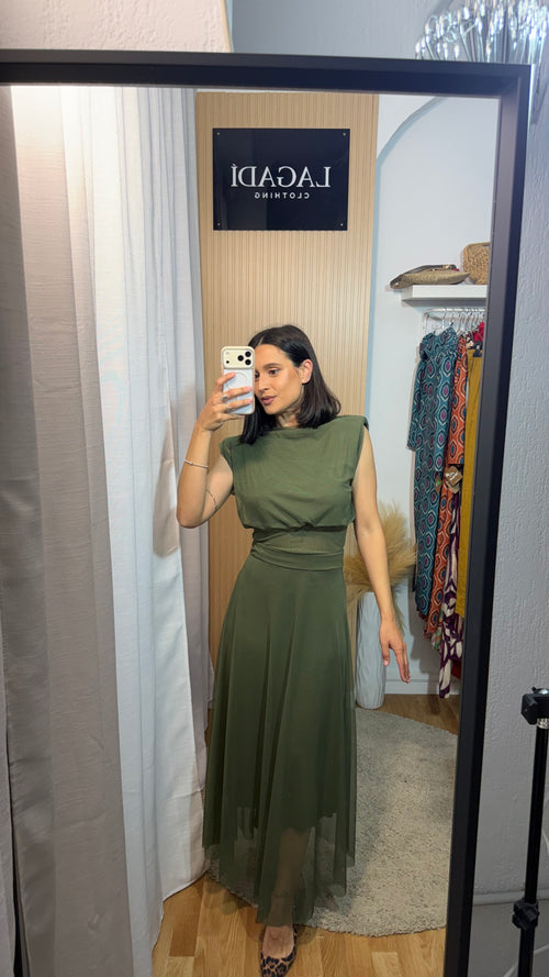 Conjunto tull verde