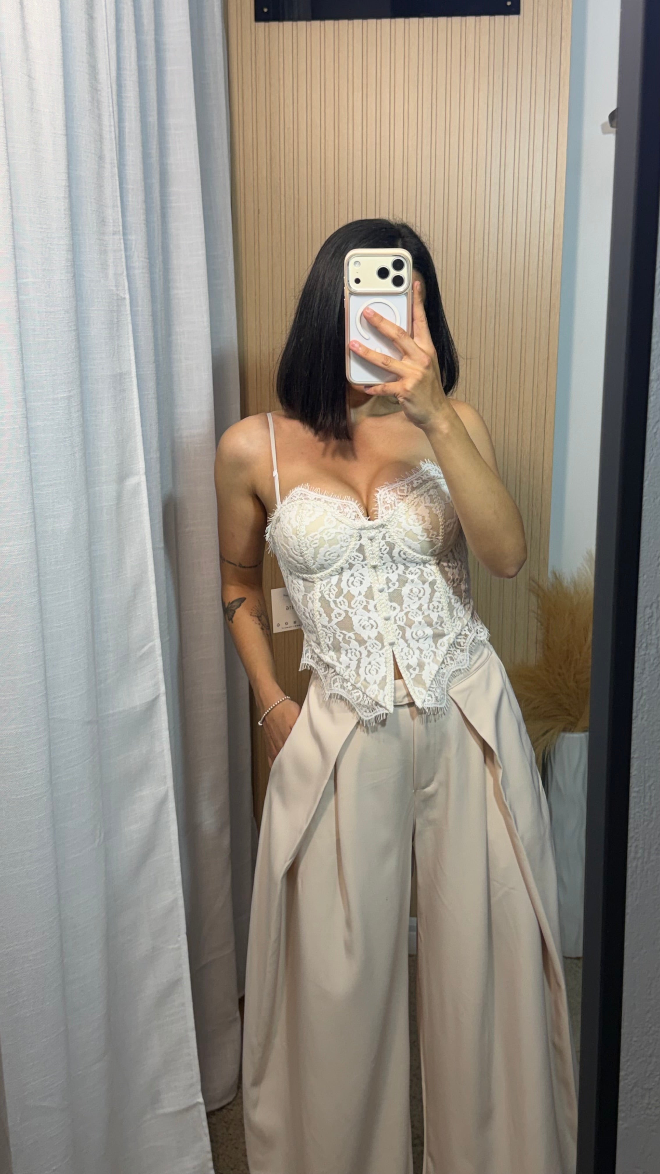 Corset encaje beige