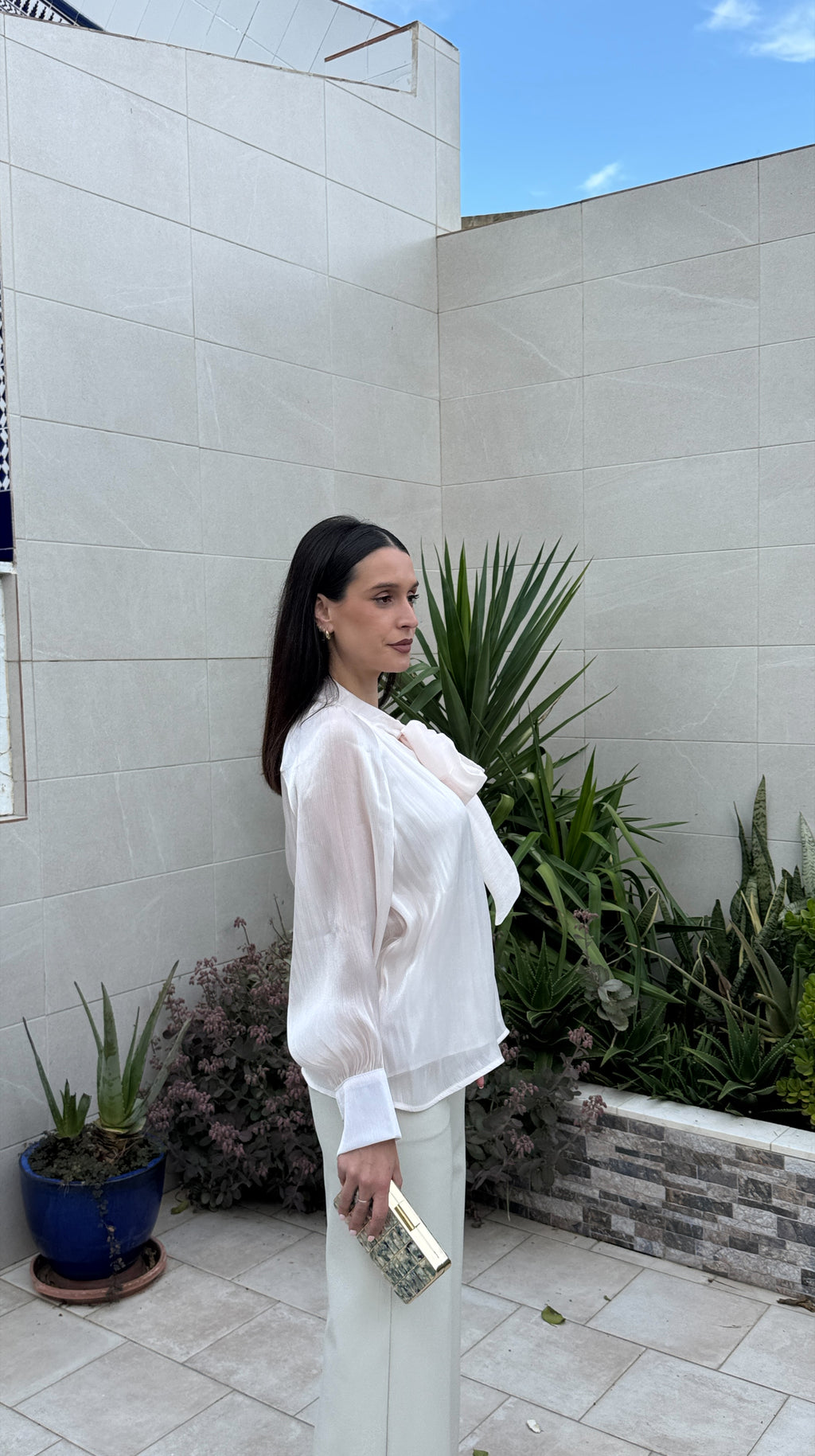 Blusa lazada rosa nude