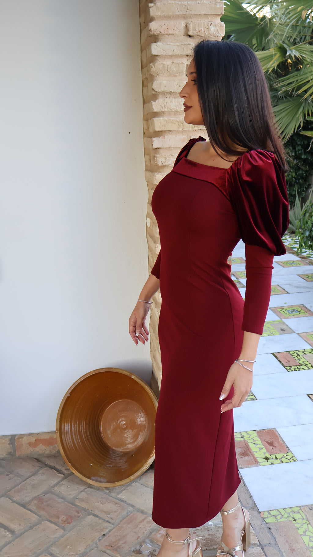 Vestido Glam burdeos
