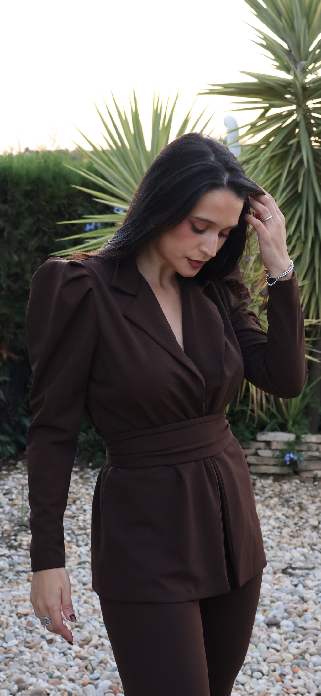 Traje de chaqueta Olivia Marrón