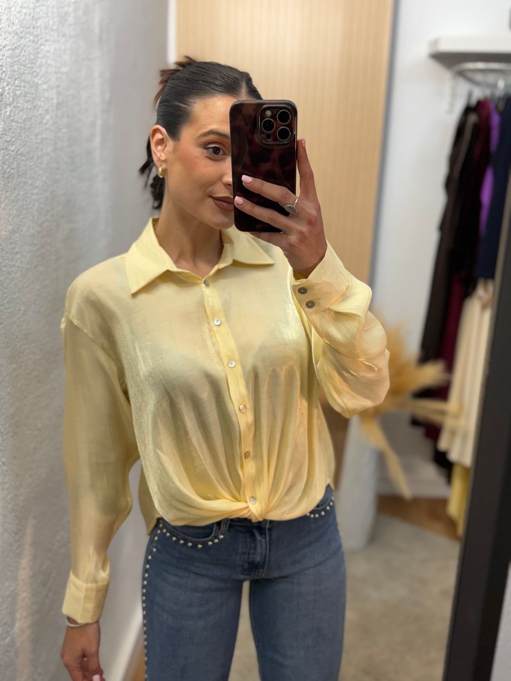 Camisa brillo amarillo nude