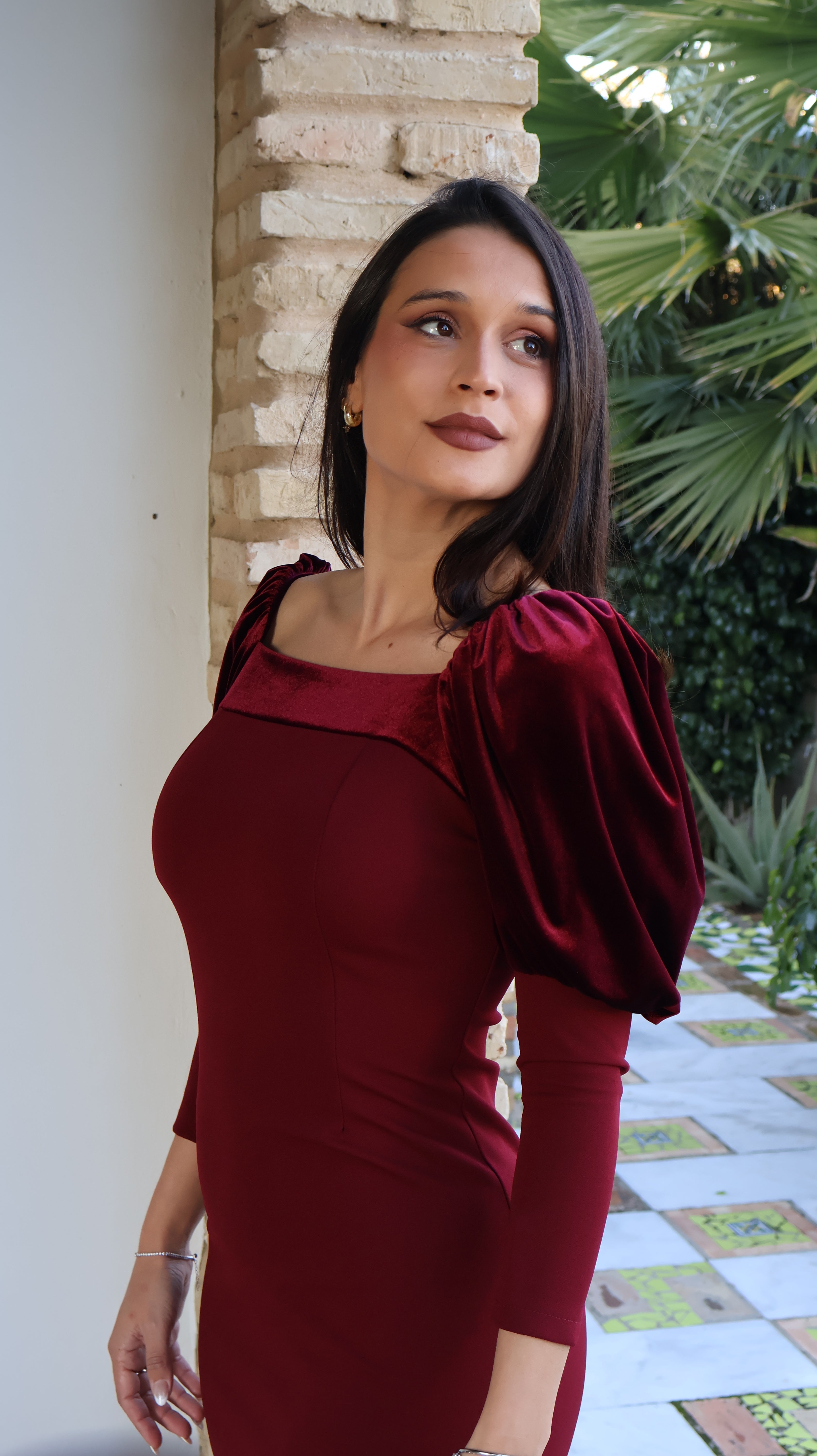 Vestido Glam burdeos