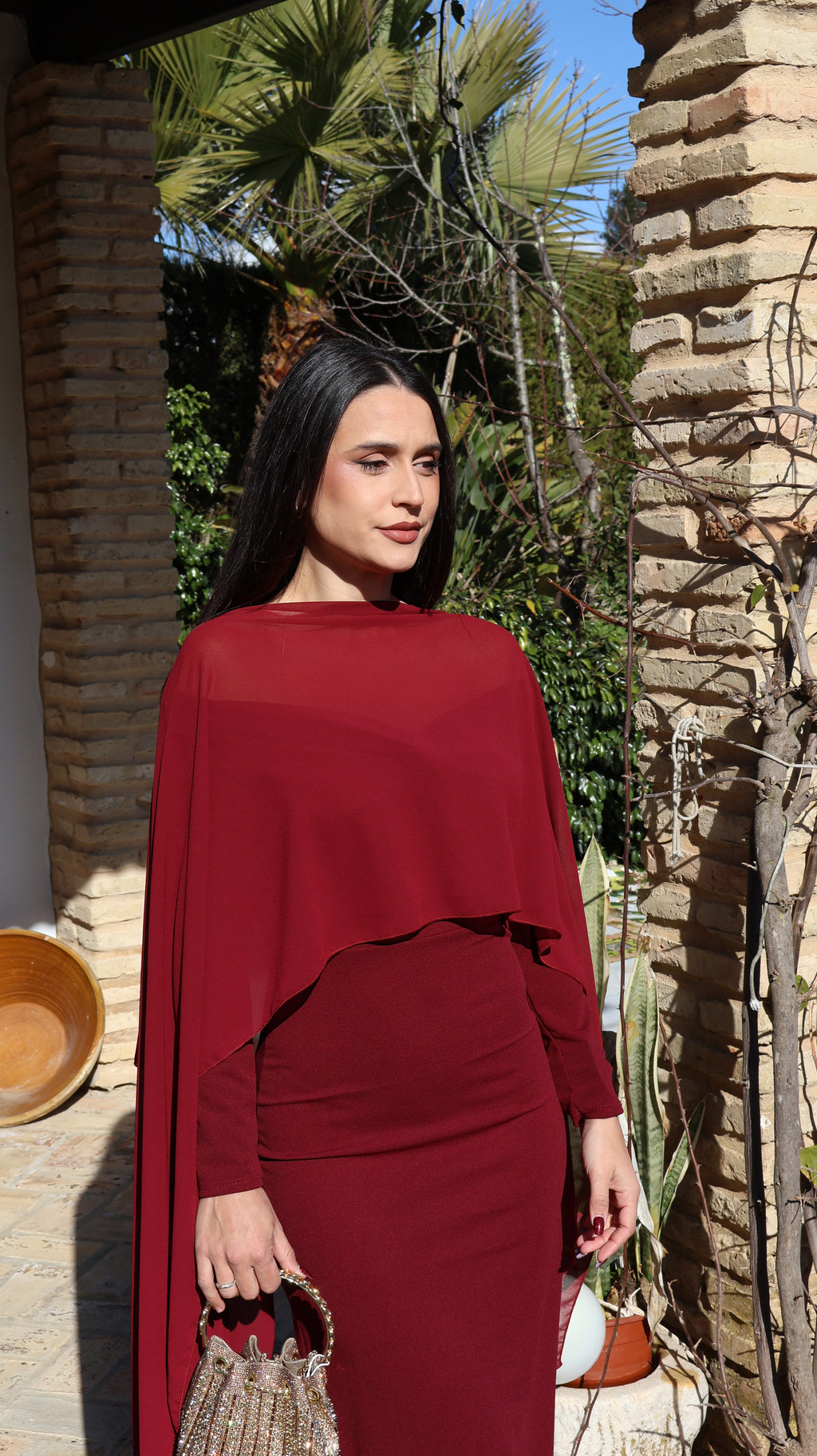 Vestido Abril burdeos