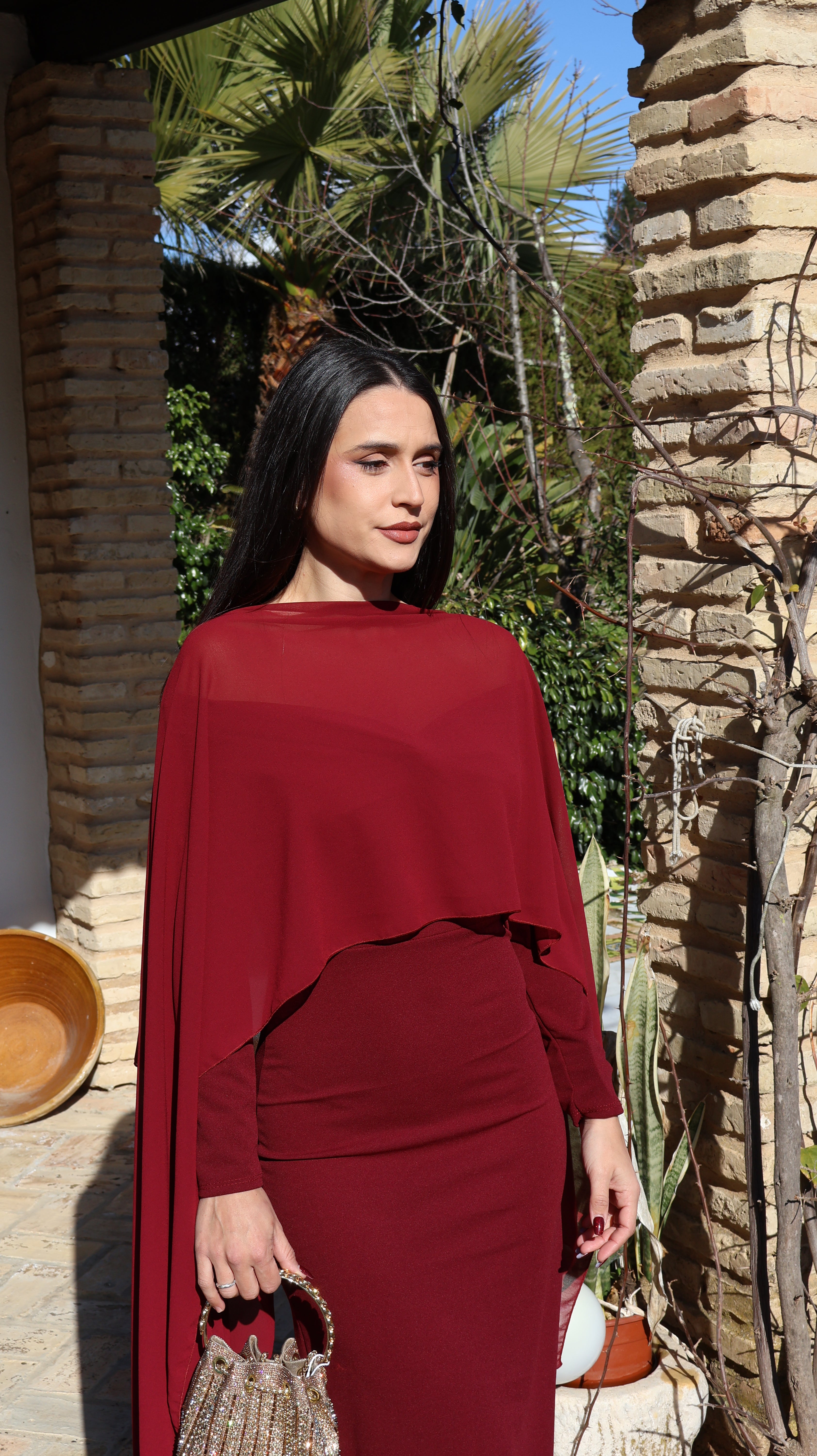 Vestido Abril burdeos