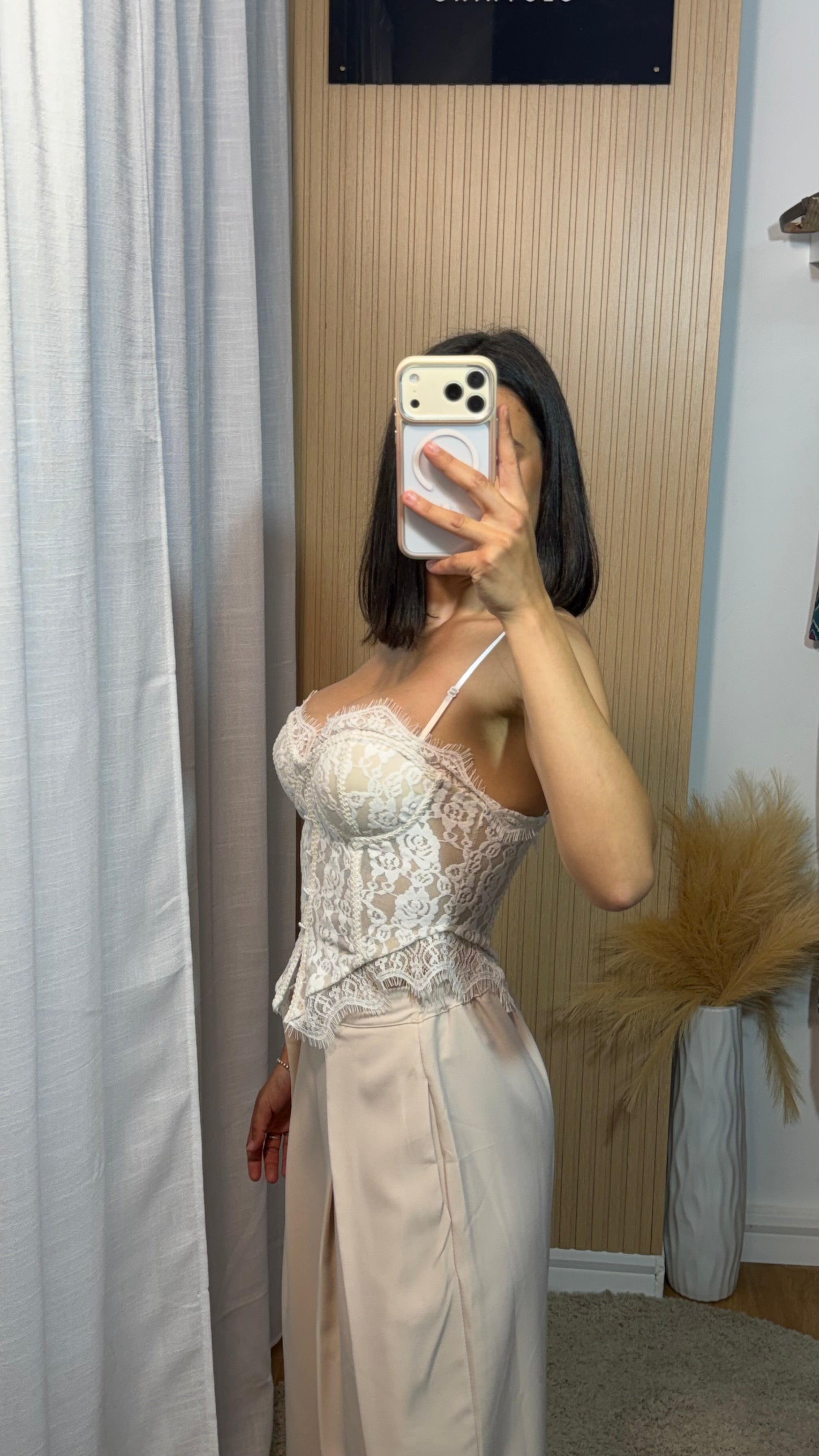 Corset encaje beige