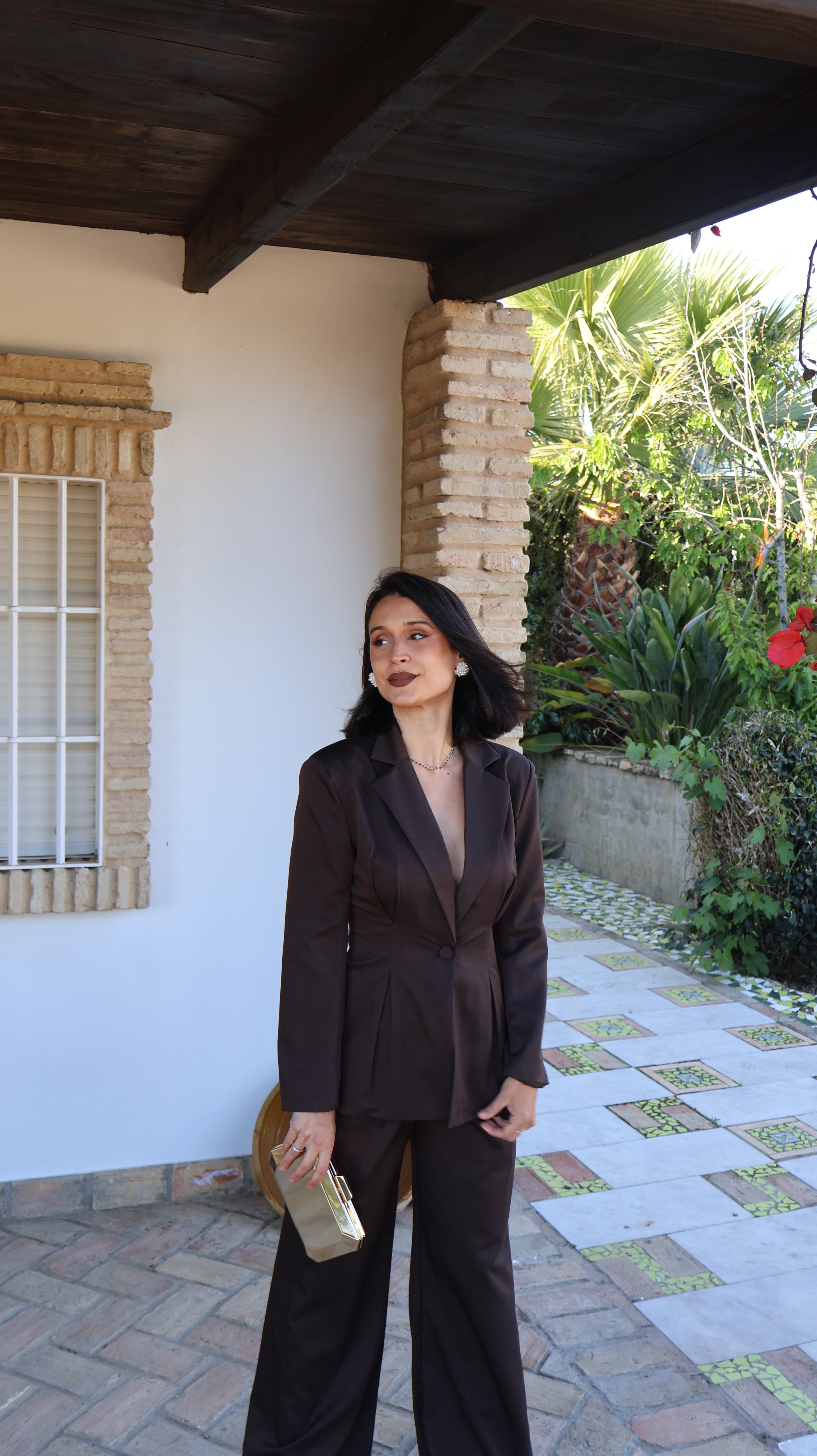 Traje de chaqueta marrón chocolate