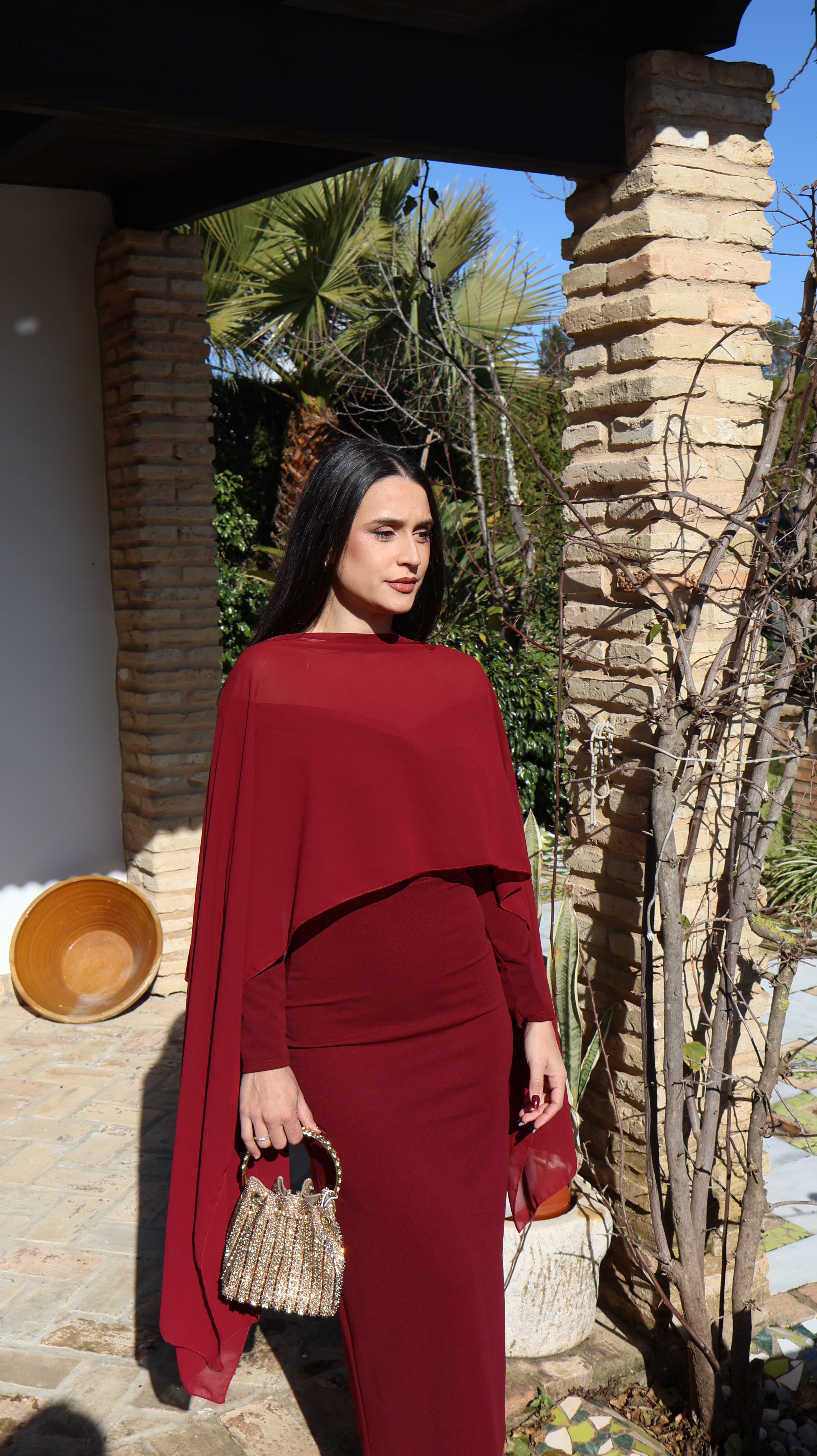 Vestido Abril burdeos