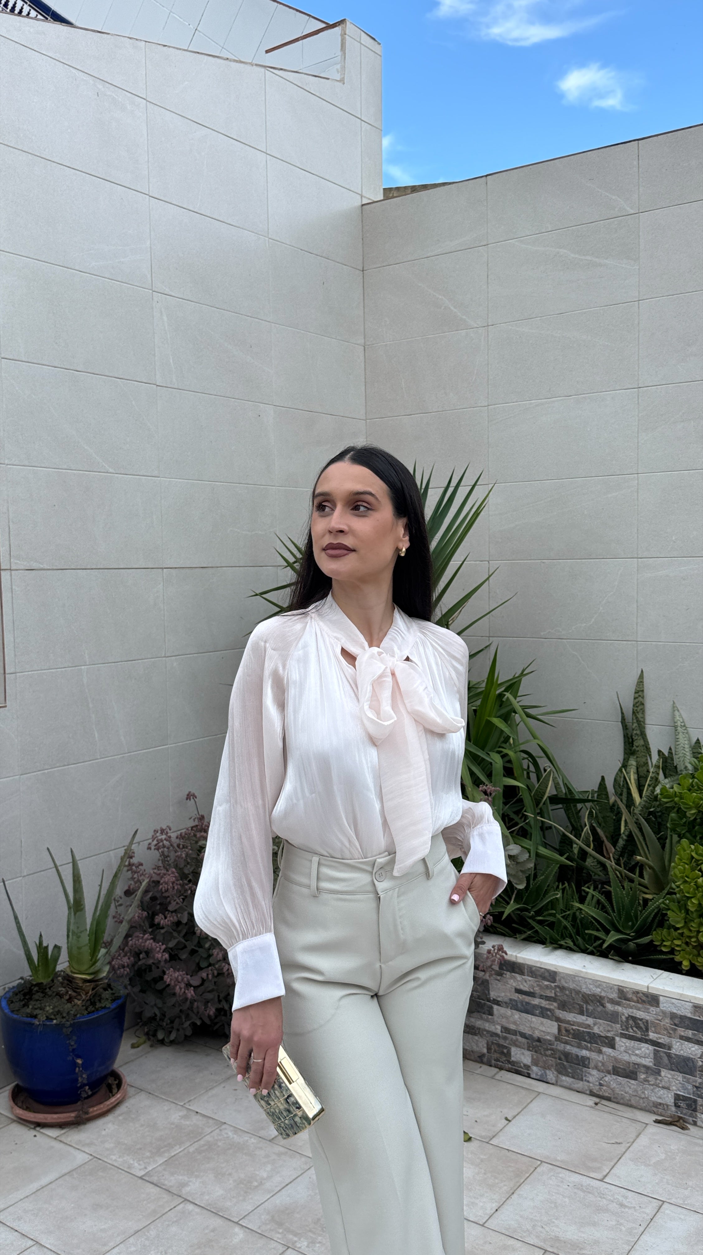 Blusa lazada rosa nude