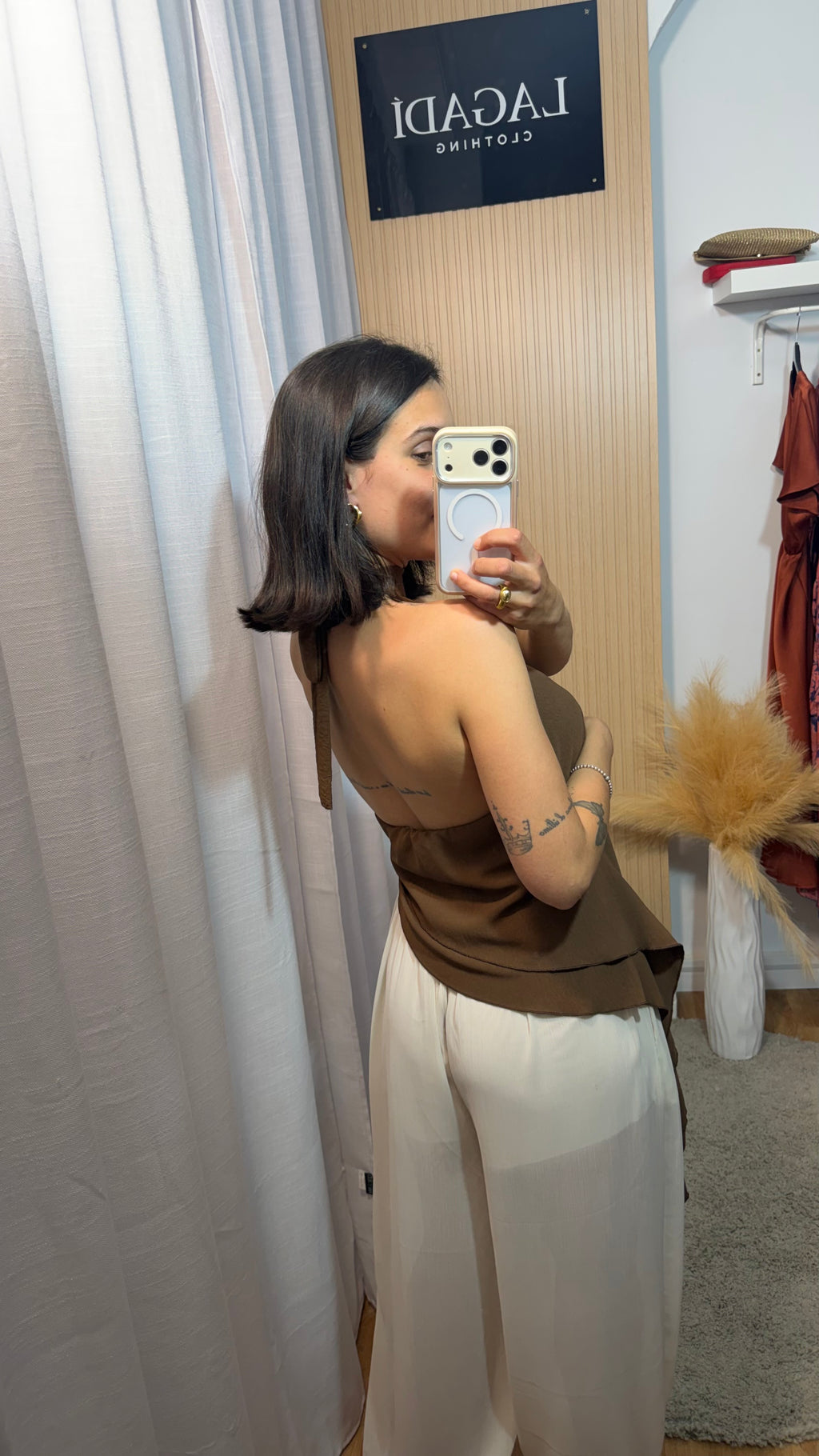 Pantalón bombacho Semi beige
