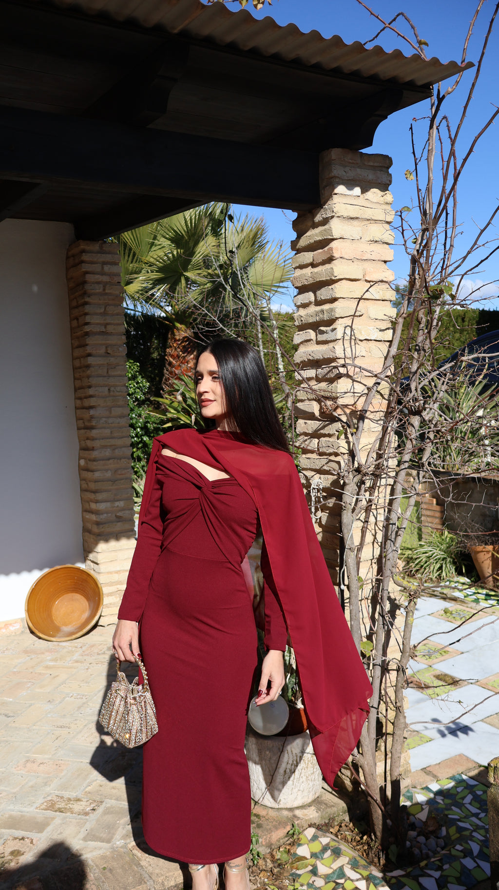 Vestido Abril burdeos