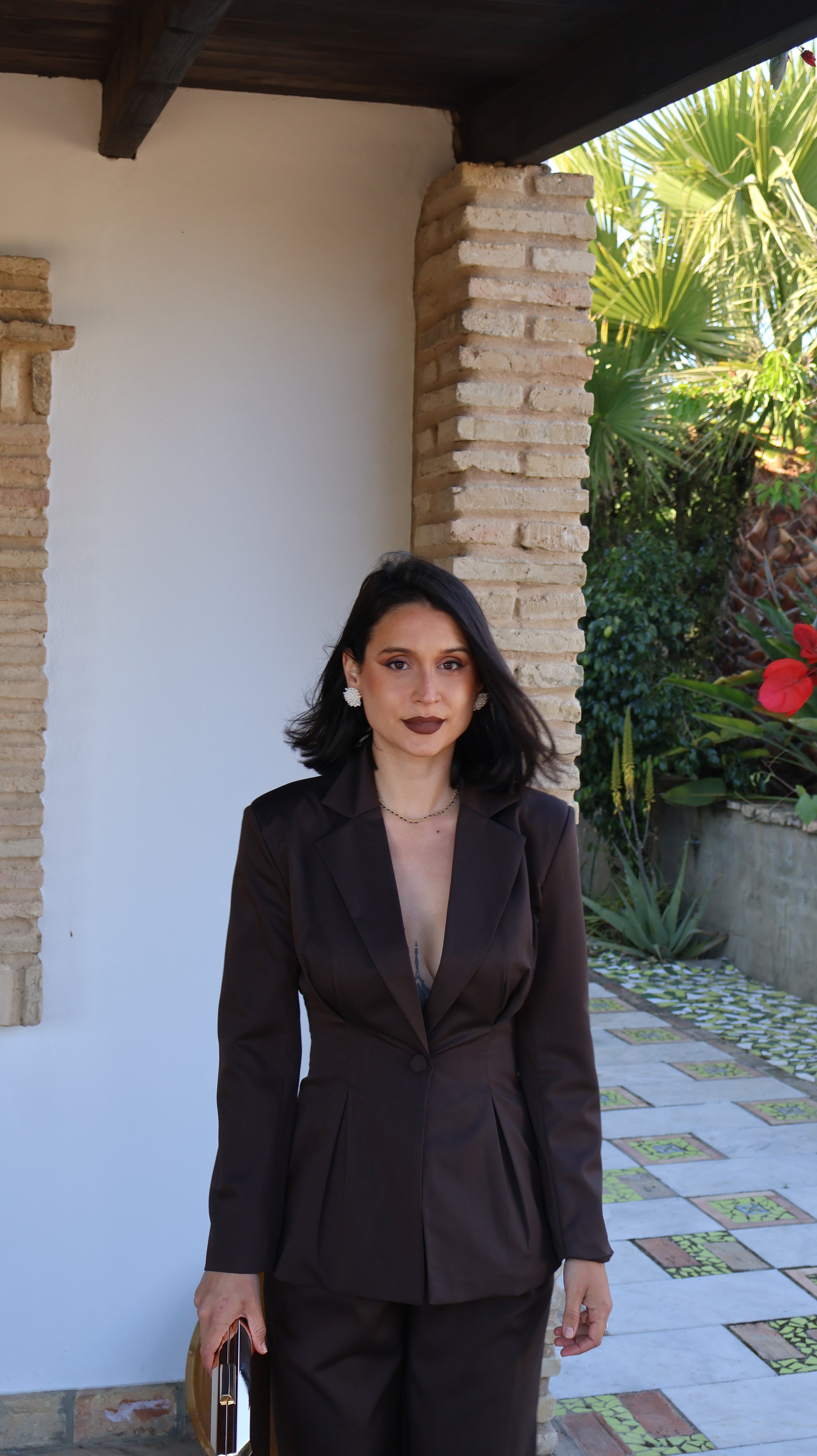 Traje de chaqueta marrón chocolate