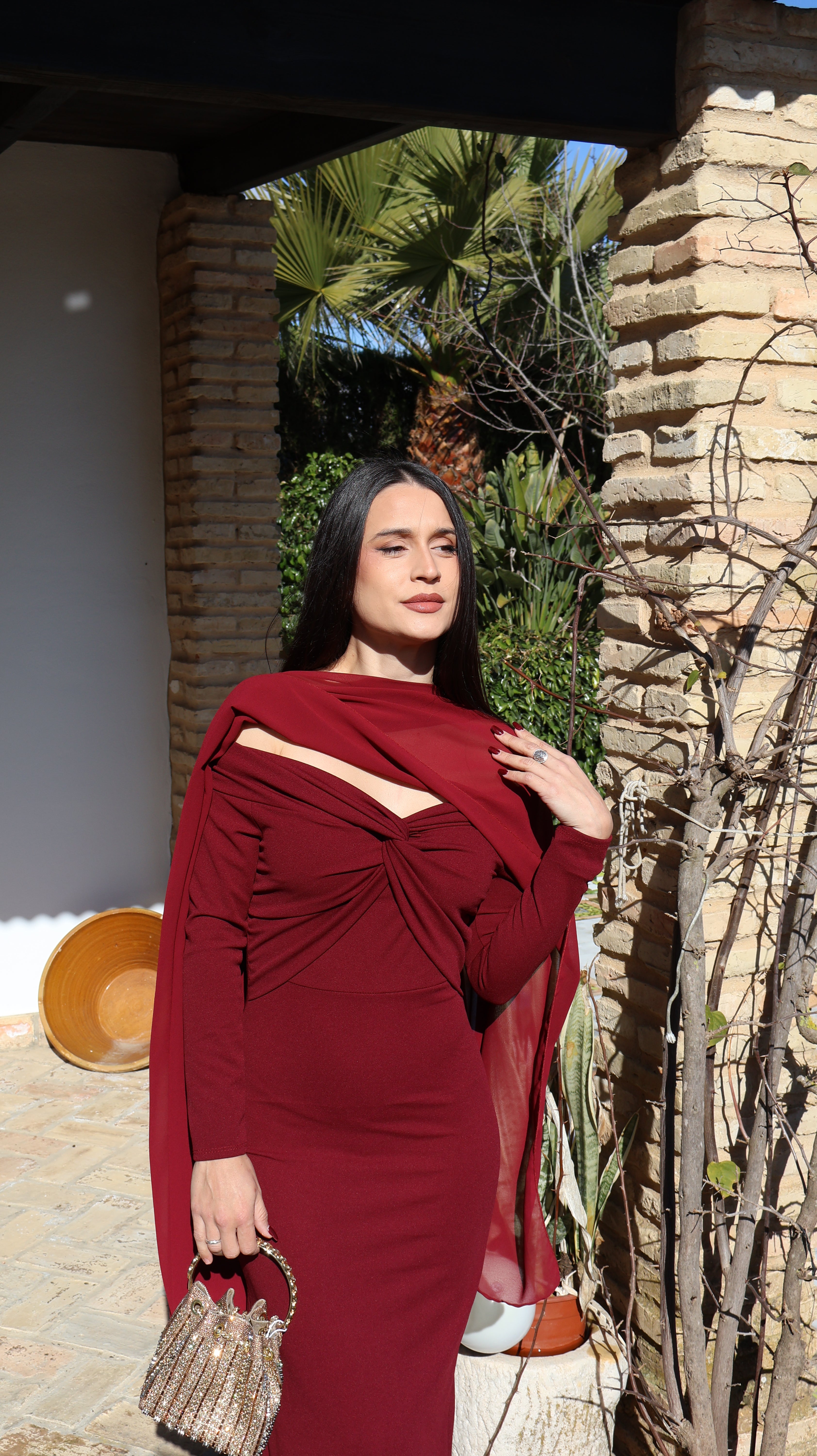 Vestido Abril burdeos