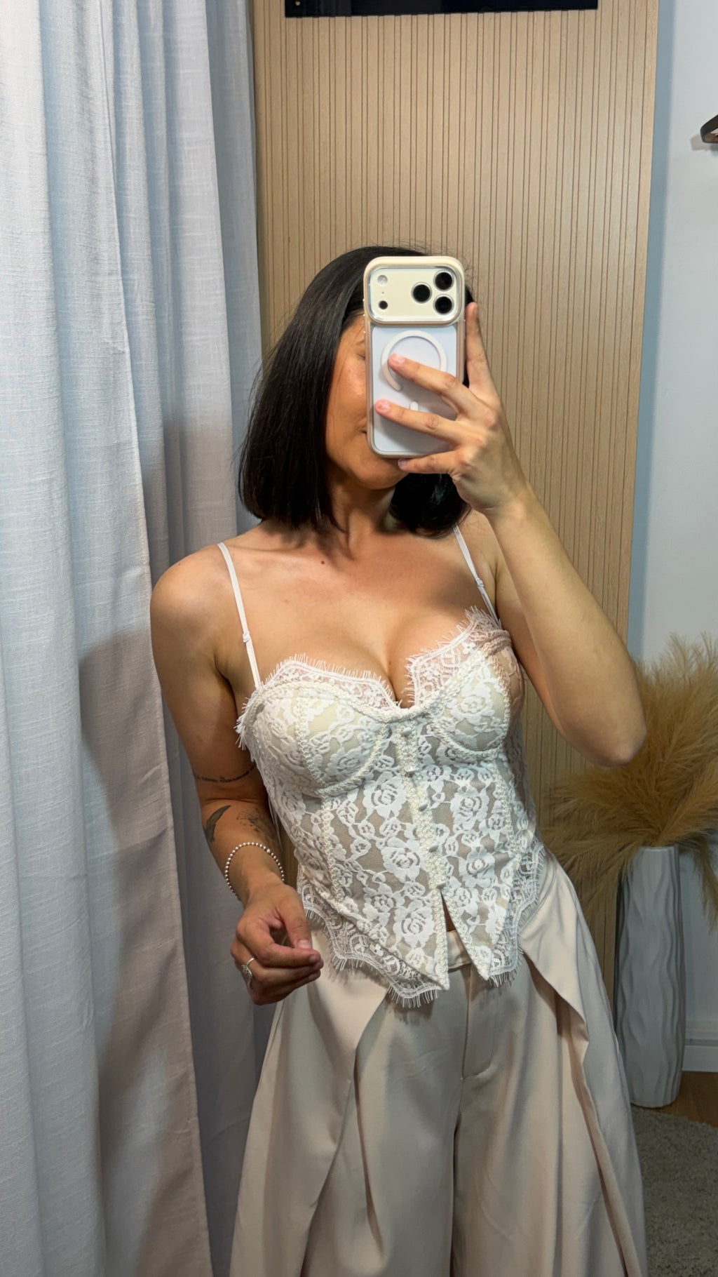 Corset encaje beige