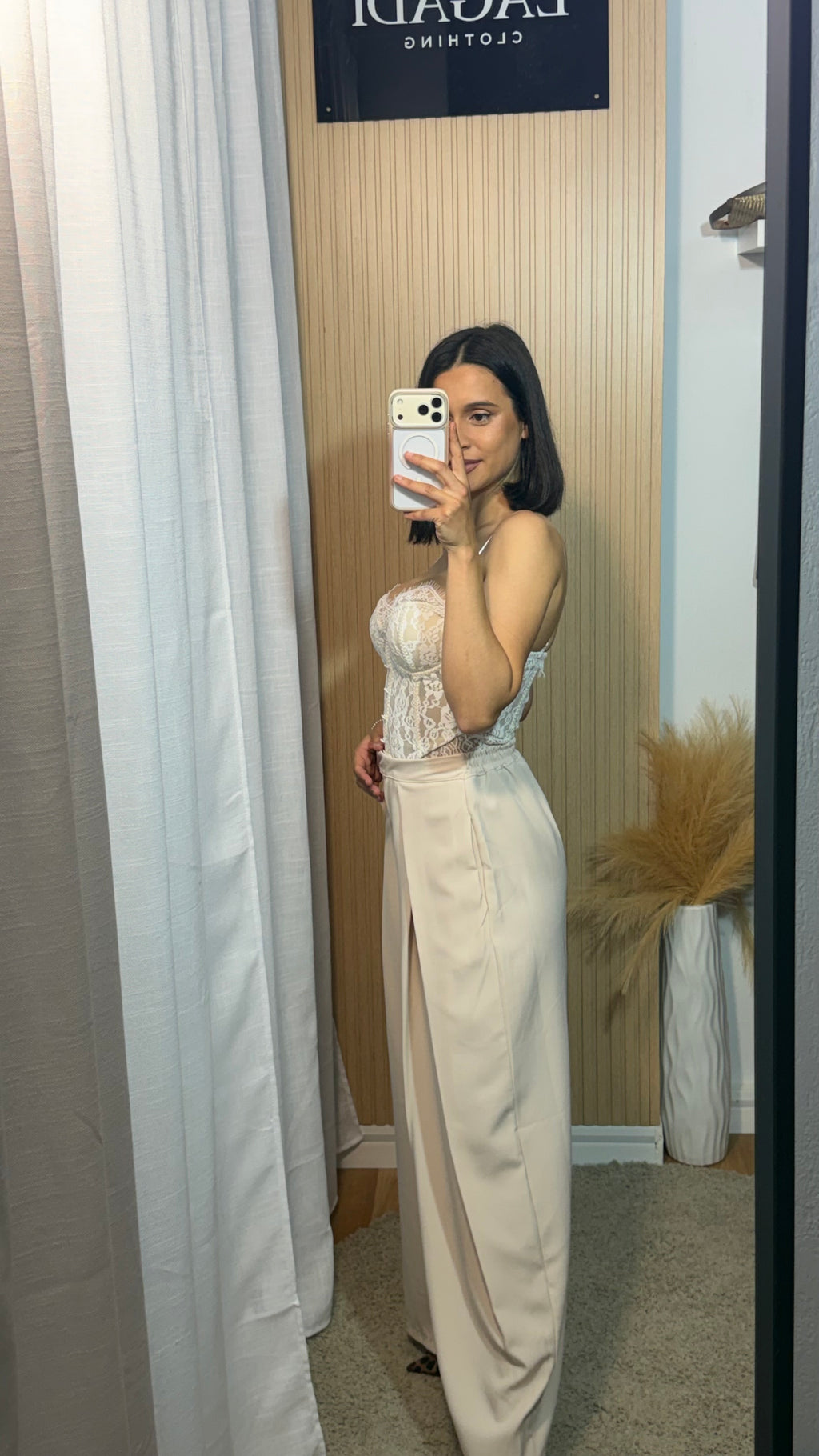 Pantalón capa beige cierre