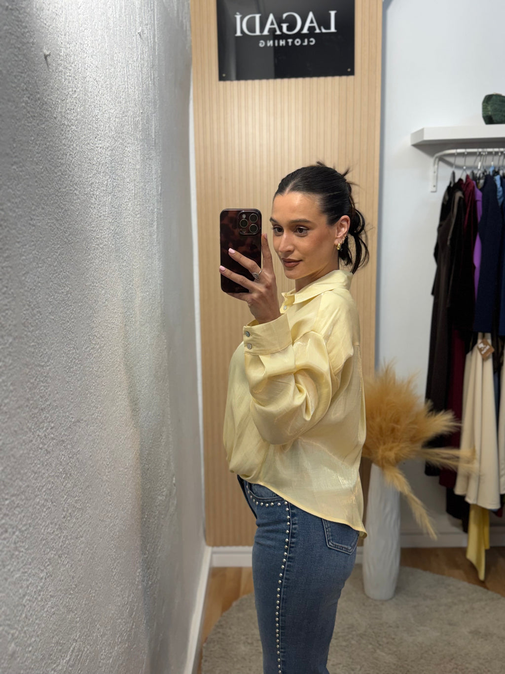 Camisa brillo amarillo nude