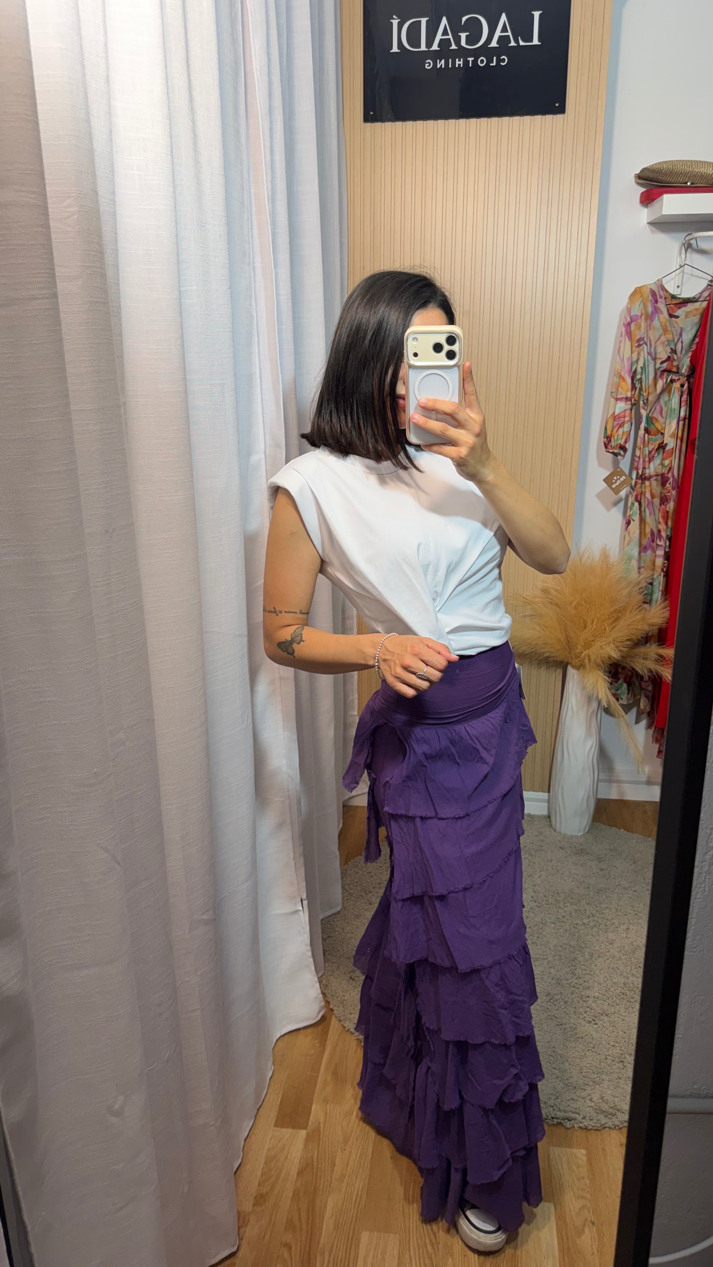 Falda volante lila
