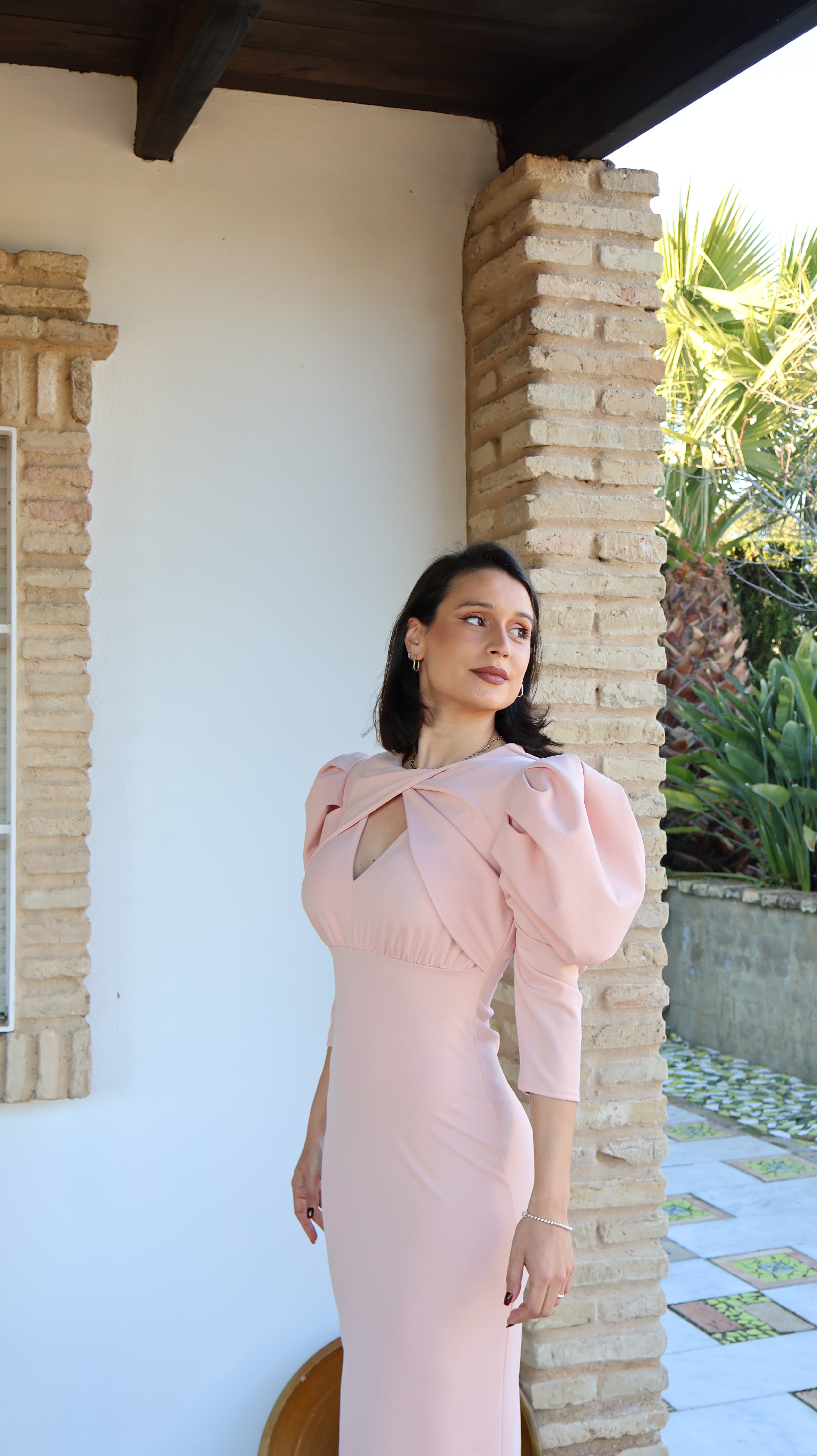 Vestido bullón rosa