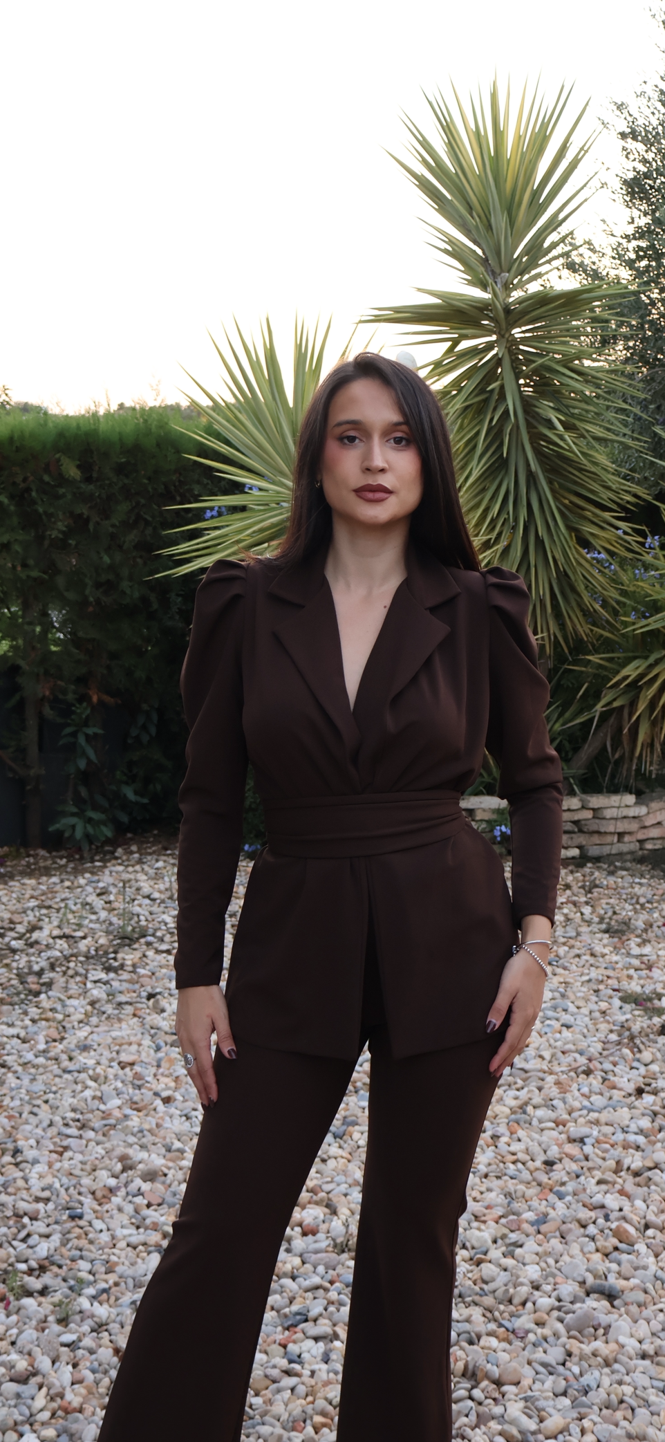 Traje de chaqueta Olivia Marrón