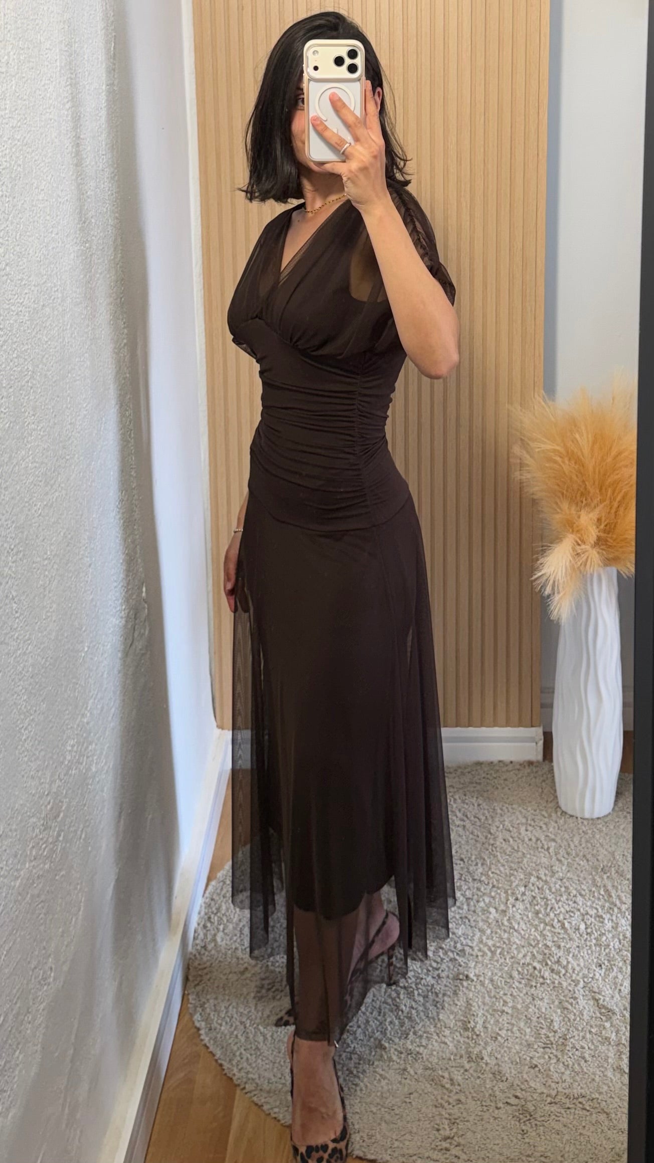 Vestido tul marrón