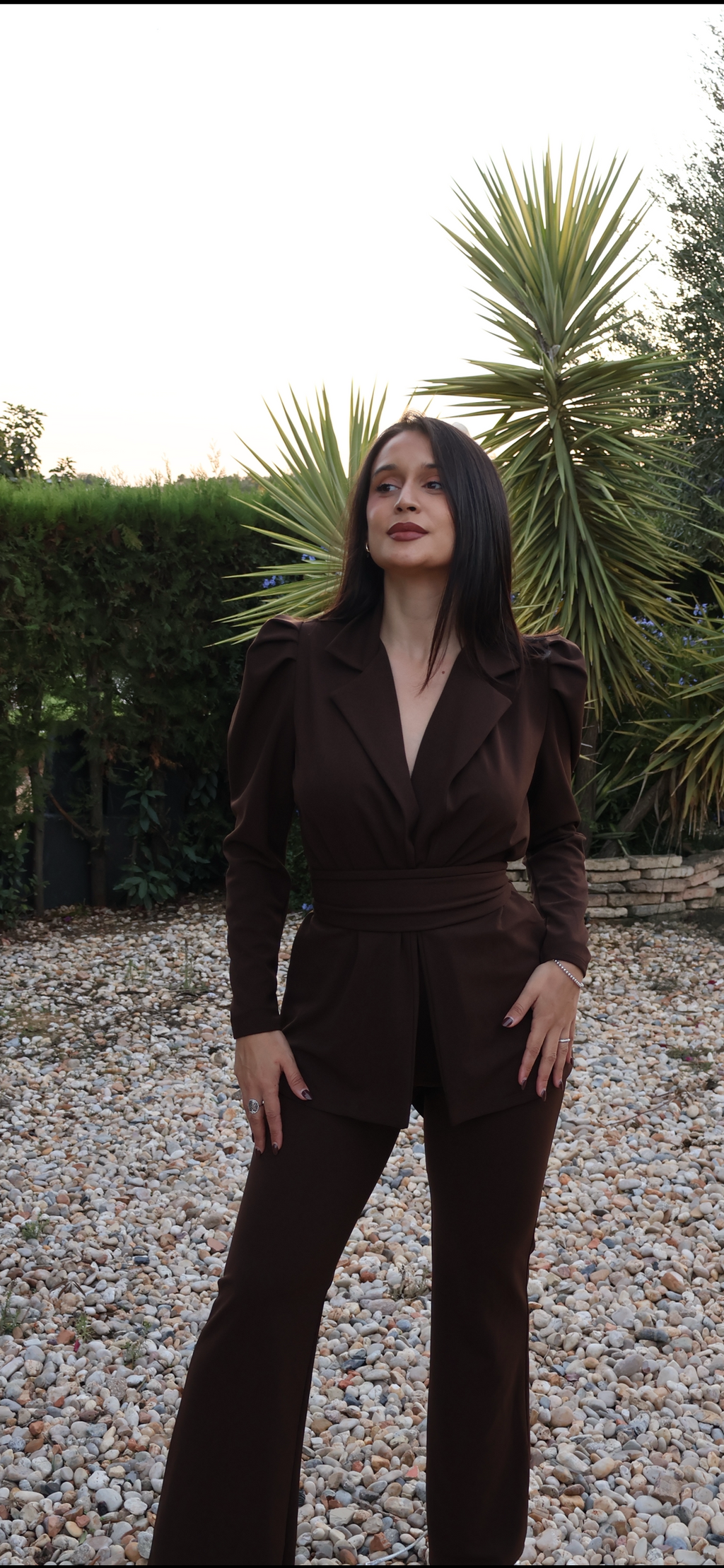 Traje de chaqueta Olivia Marrón