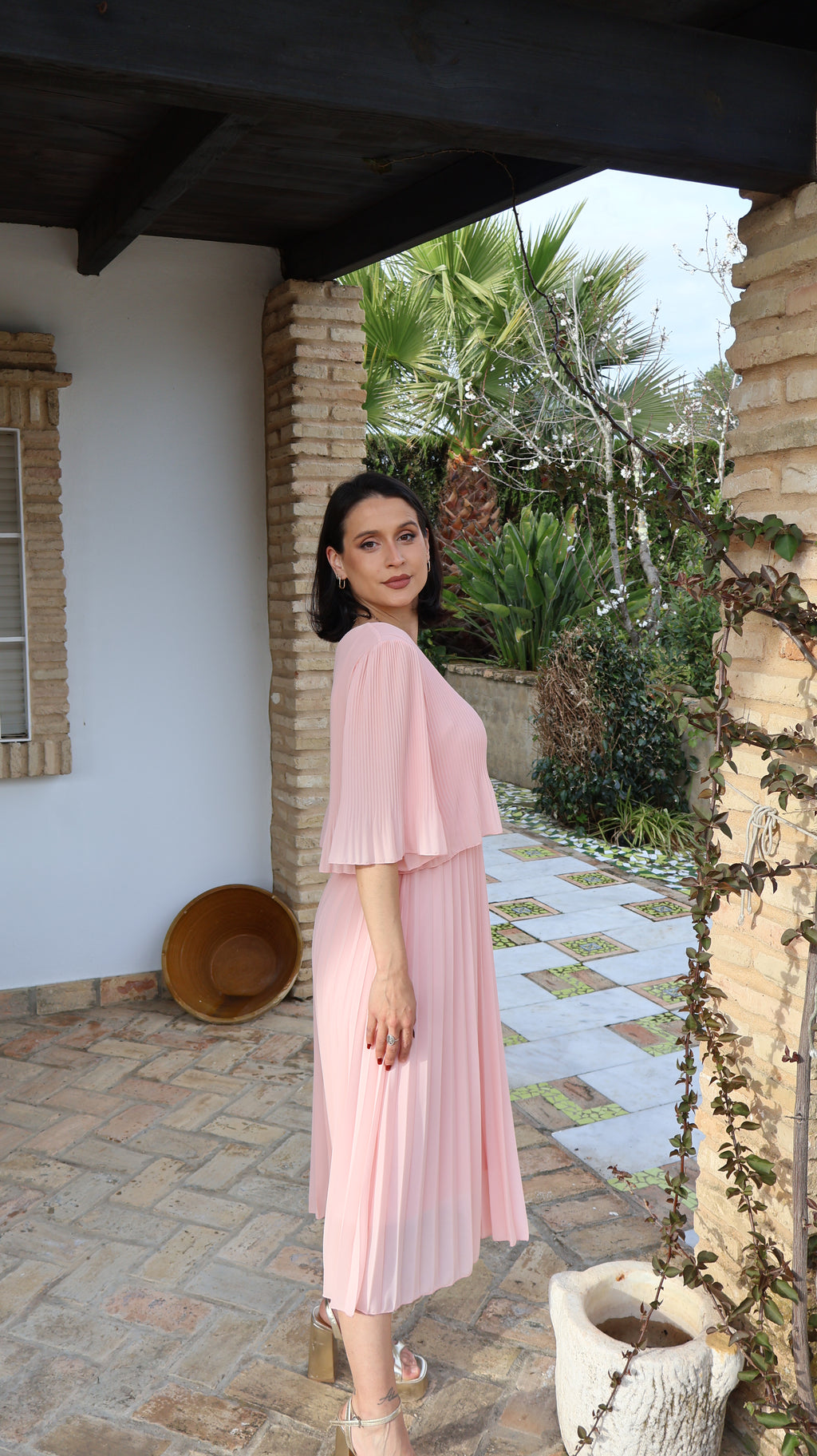 Vestido fluido plisado