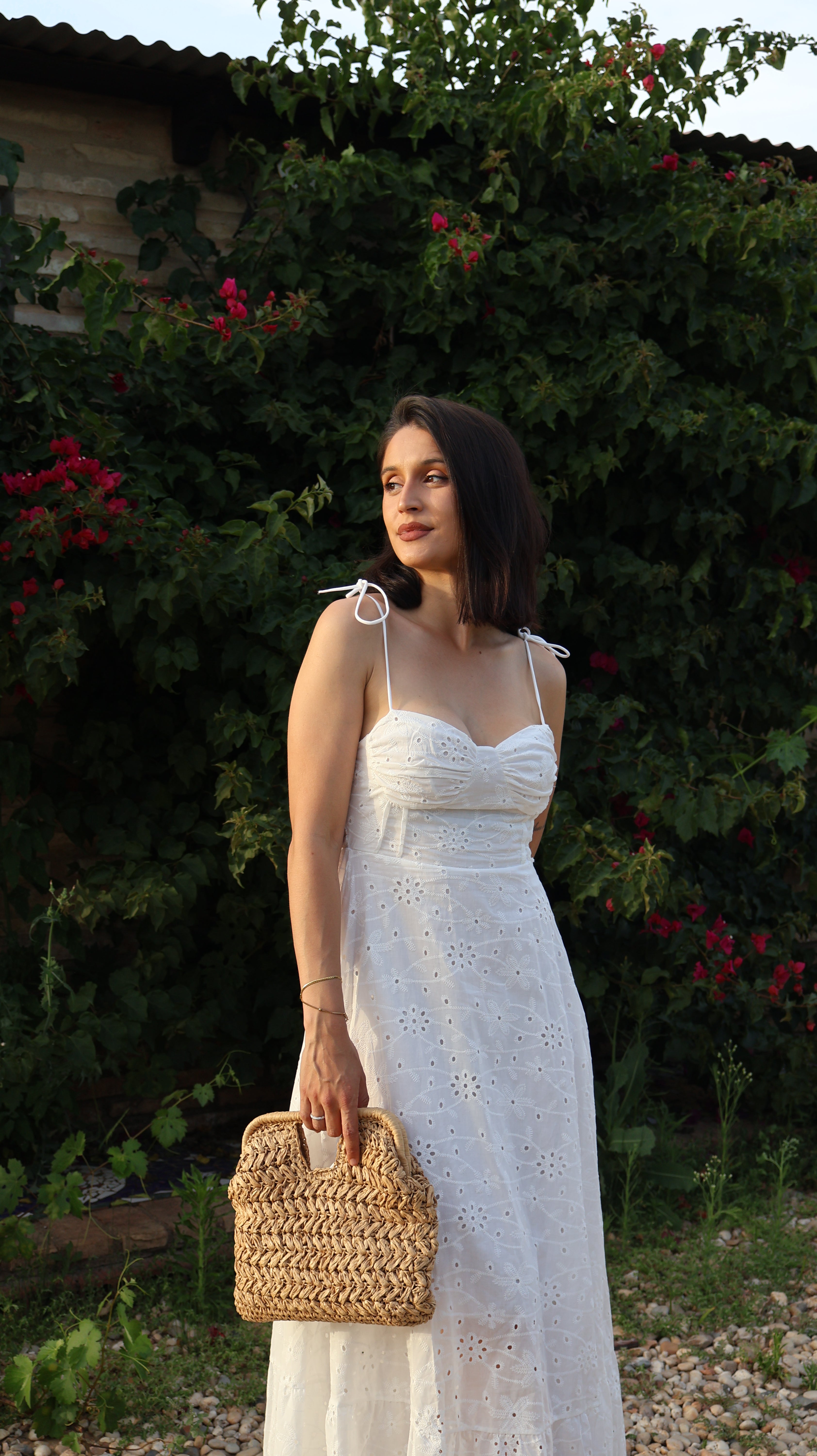 Vestido perforado blanco