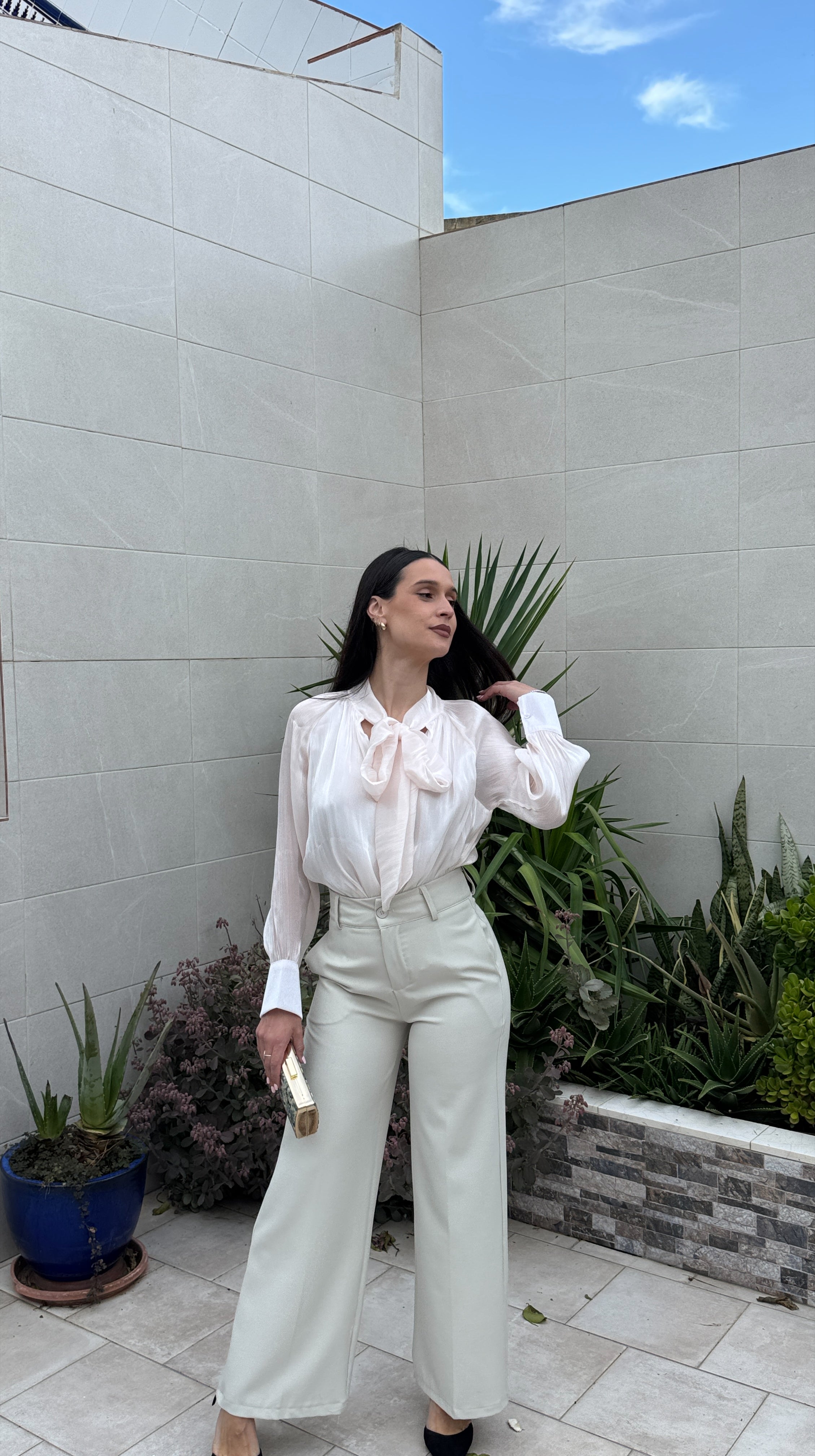 Blusa lazada rosa nude