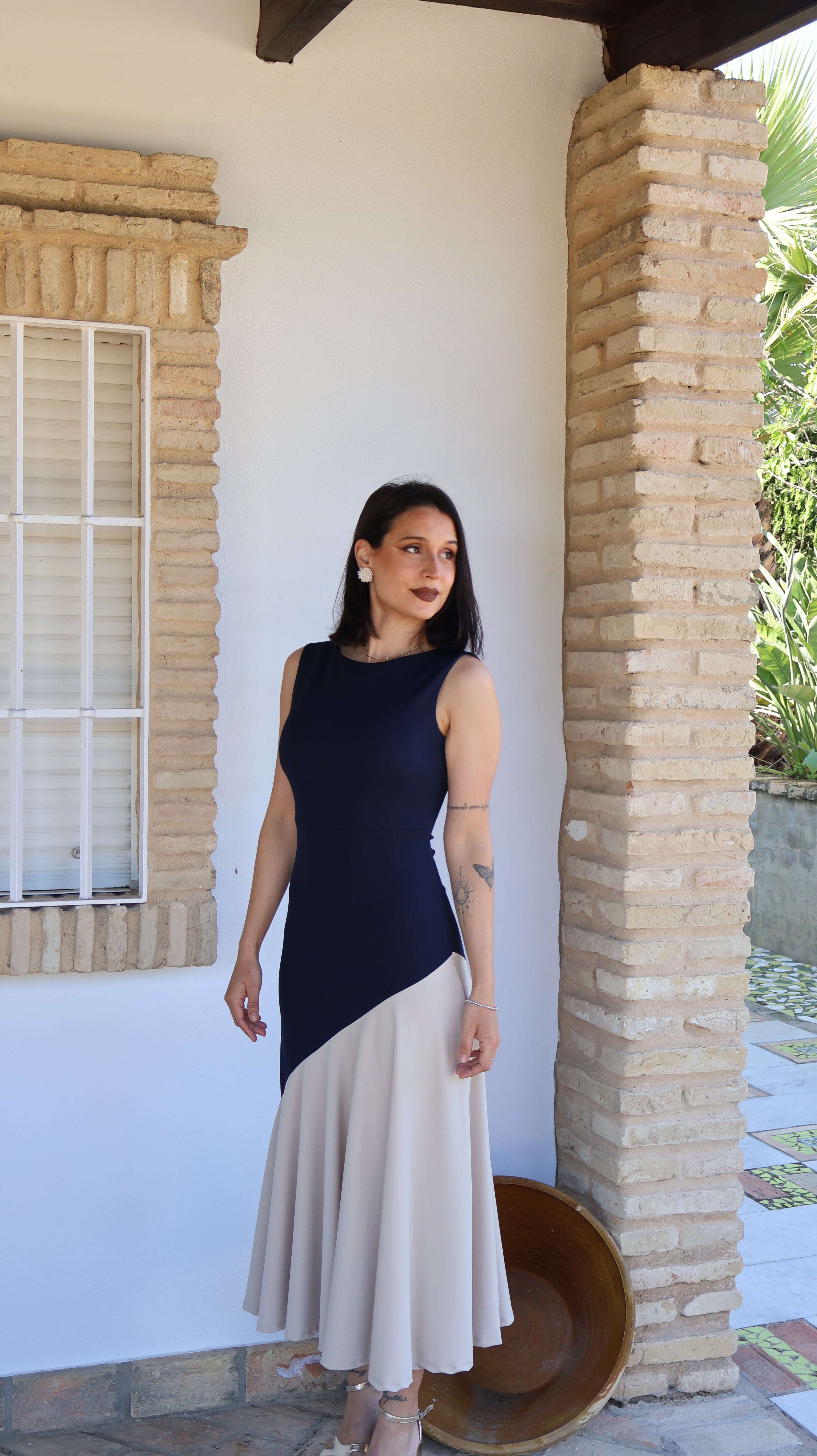 Vestido cascada marino
