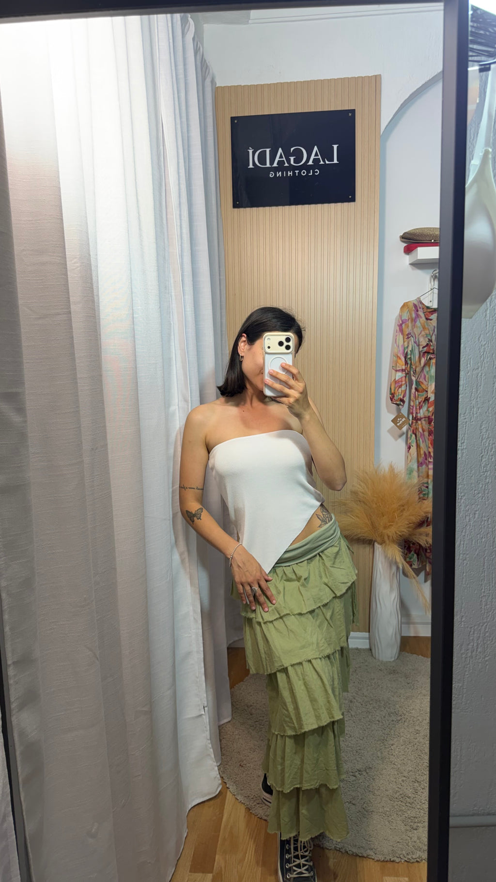 Falda volante verde