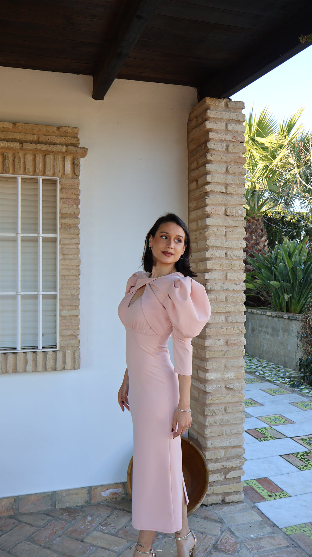 Vestido bullón rosa