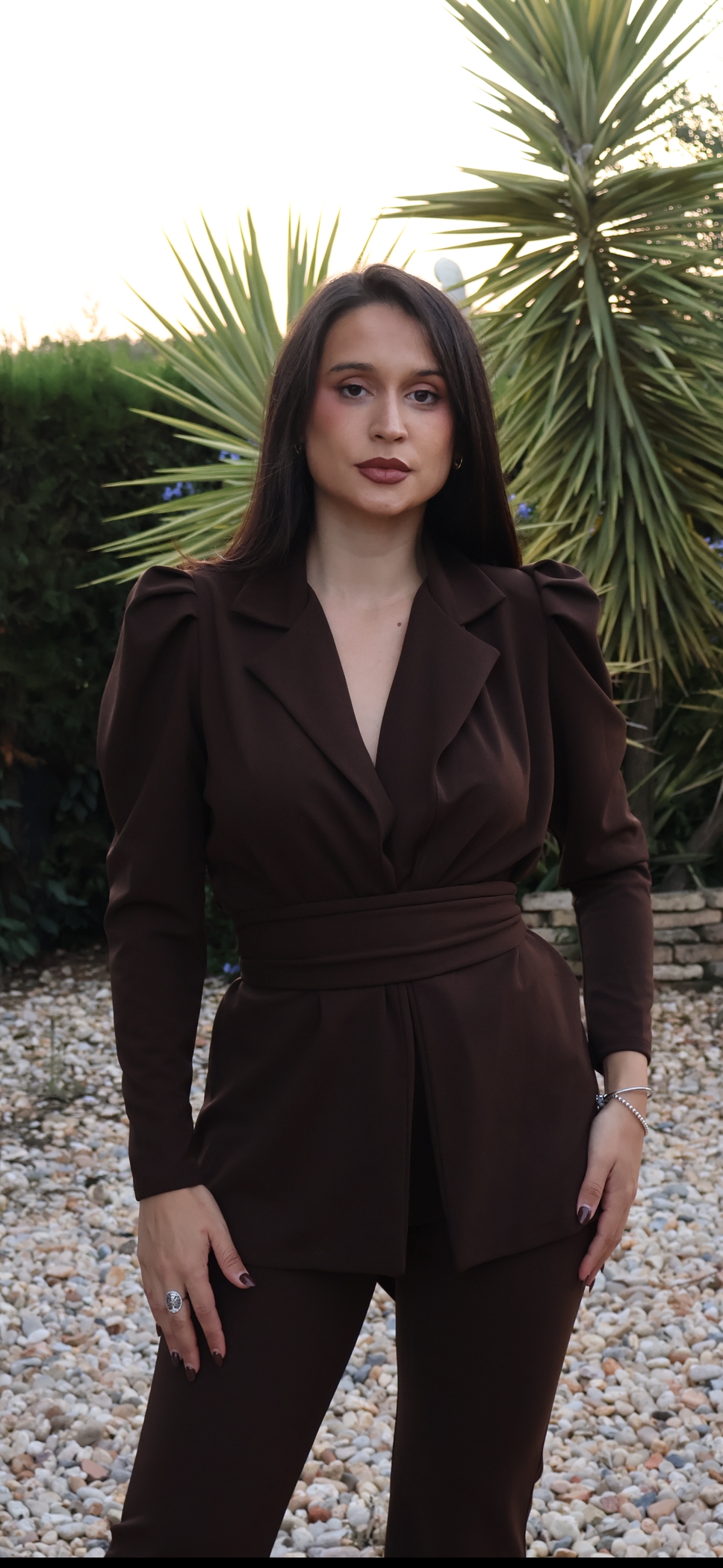 Traje de chaqueta Olivia Marrón