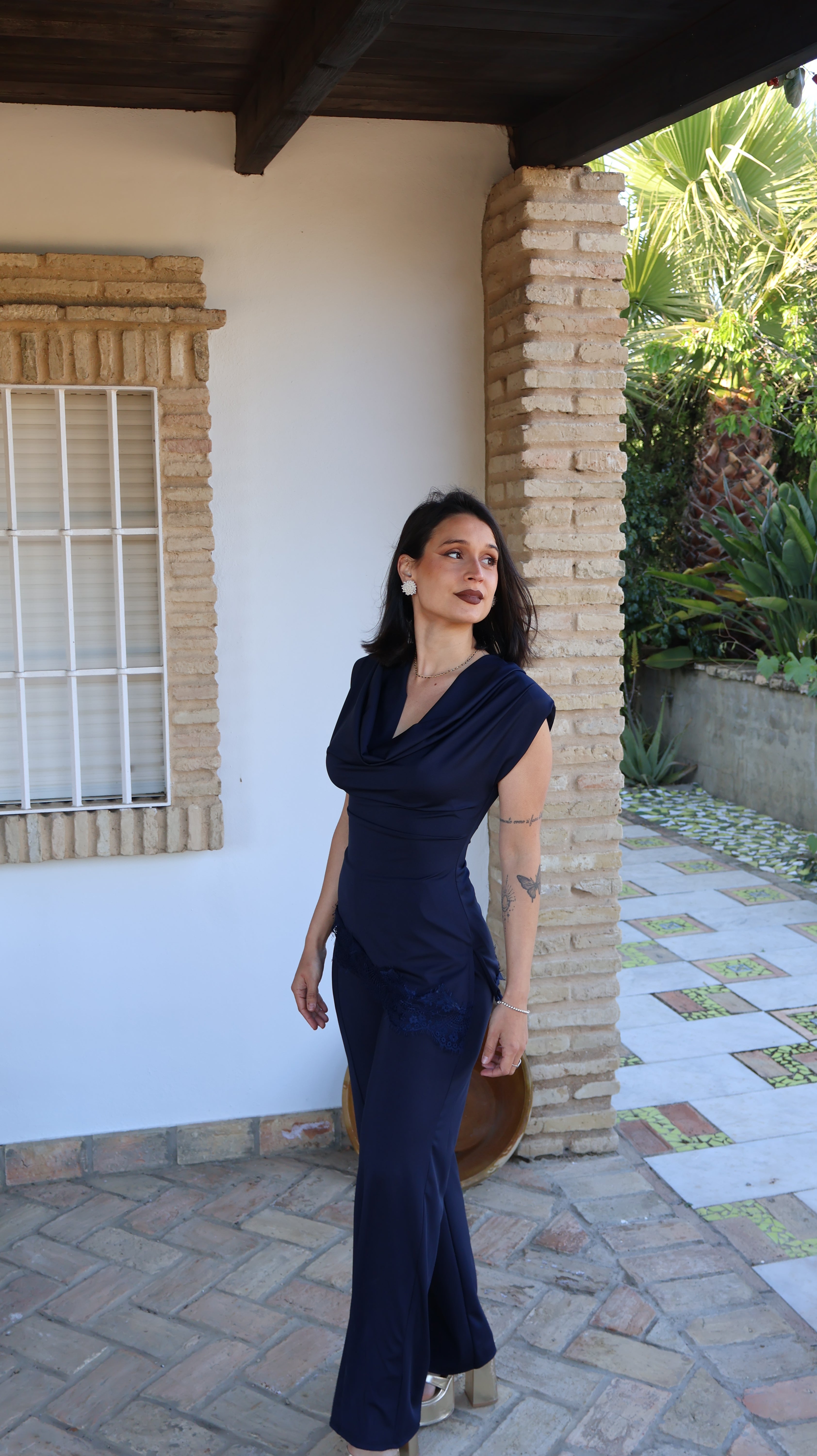 Conjunto encaje azul marino