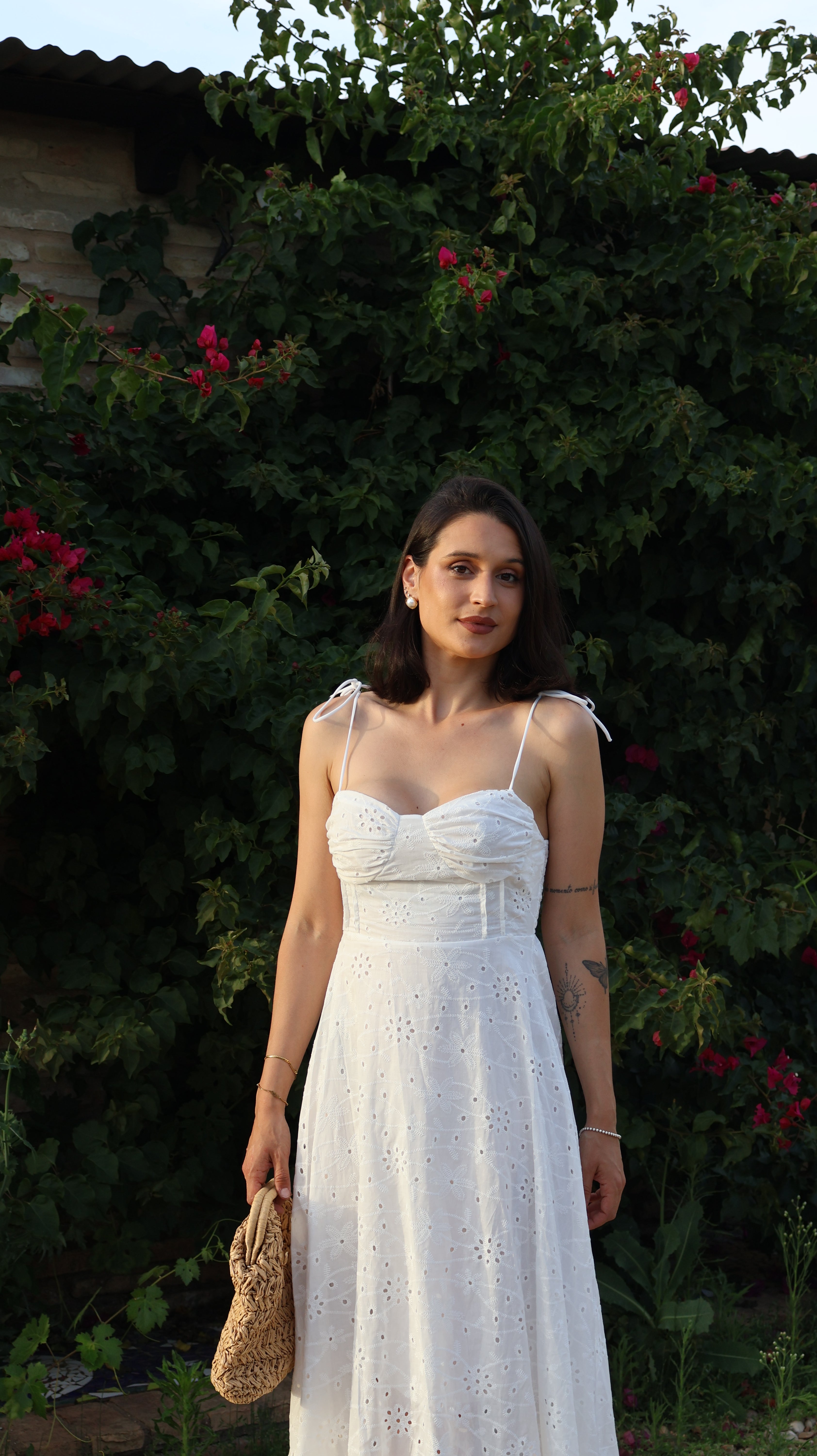 Vestido perforado blanco