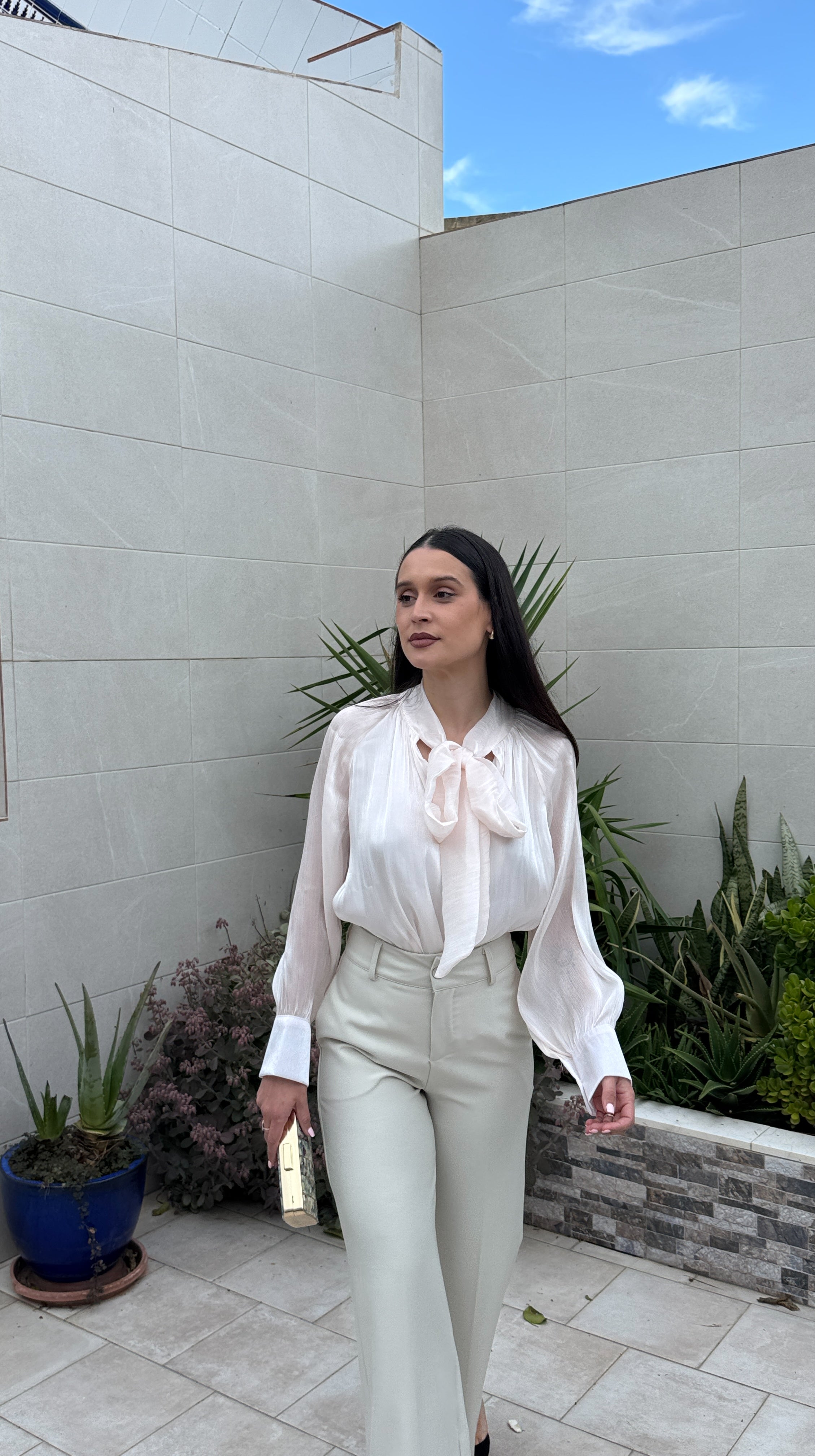 Blusa lazada rosa nude