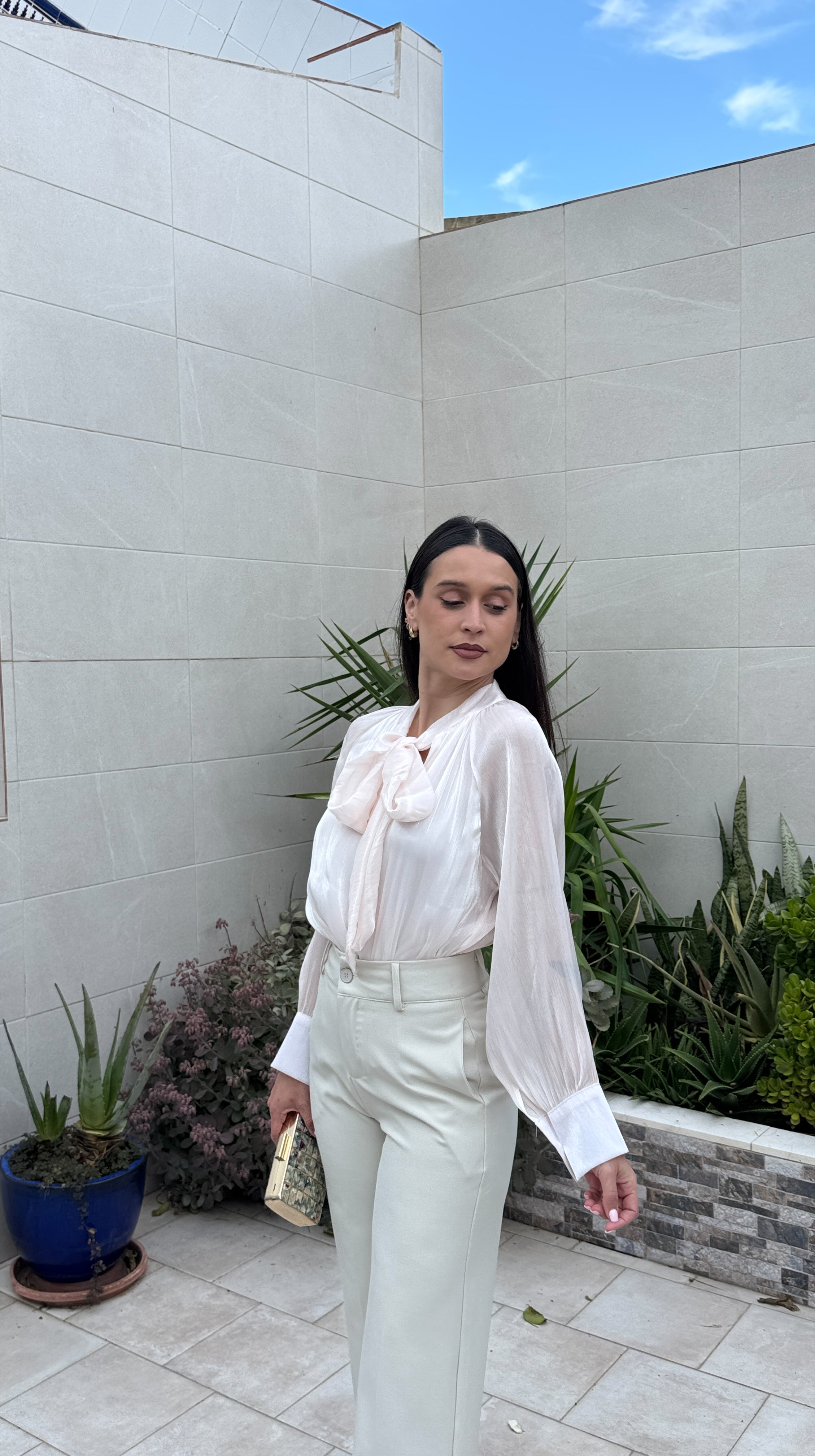 Blusa lazada rosa nude