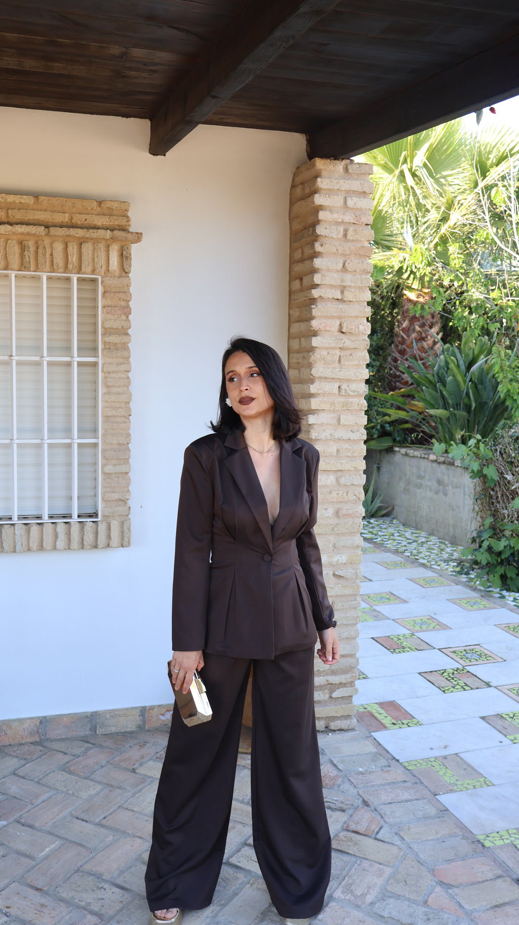 Traje de chaqueta marrón chocolate