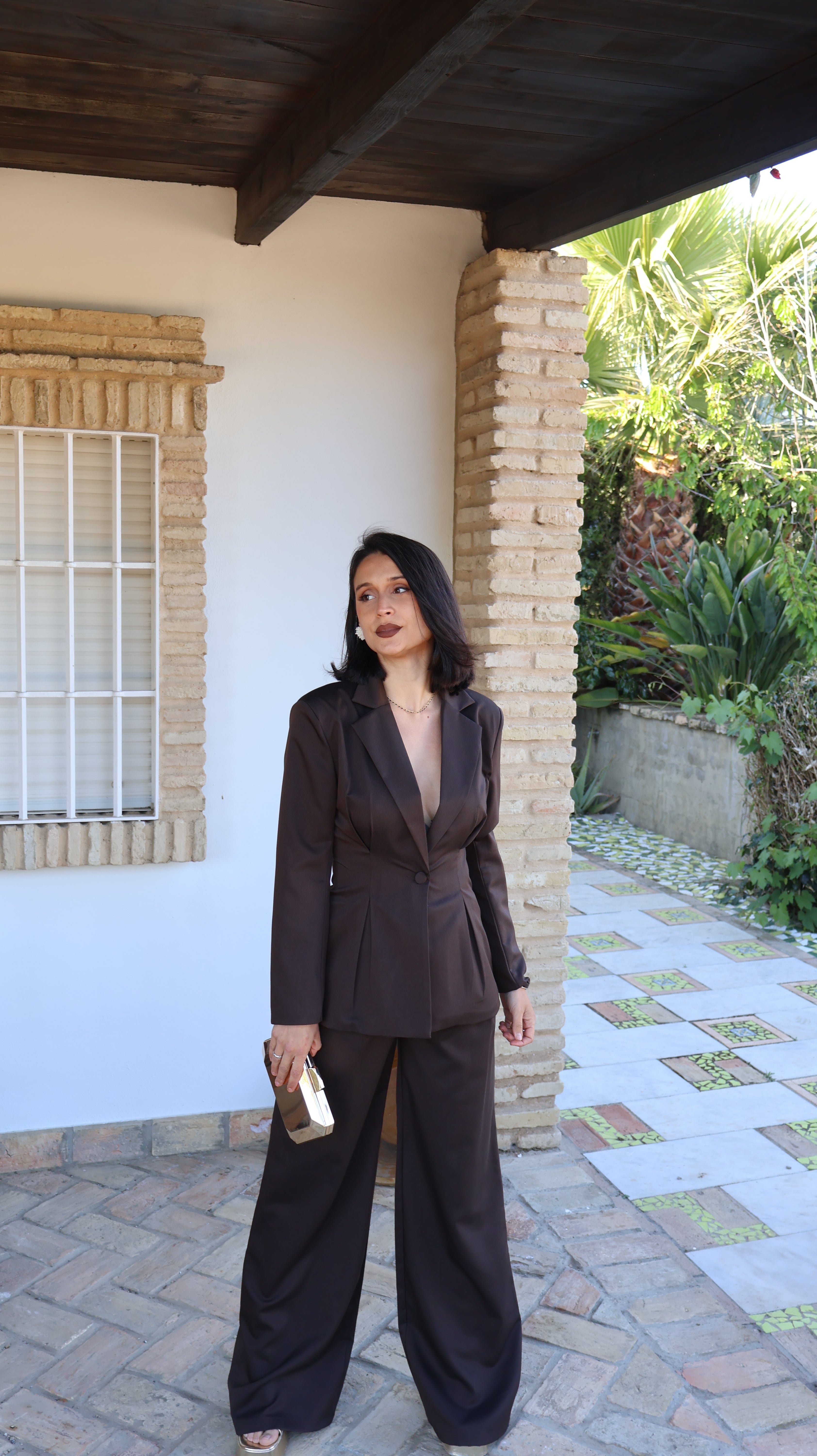 Traje de chaqueta marrón chocolate
