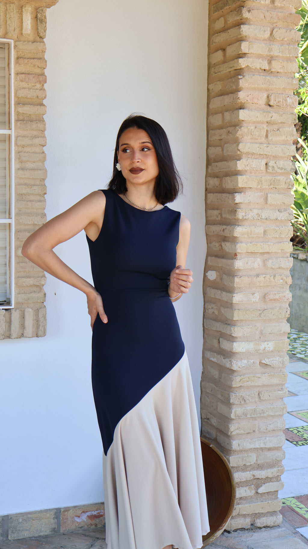 Vestido cascada marino