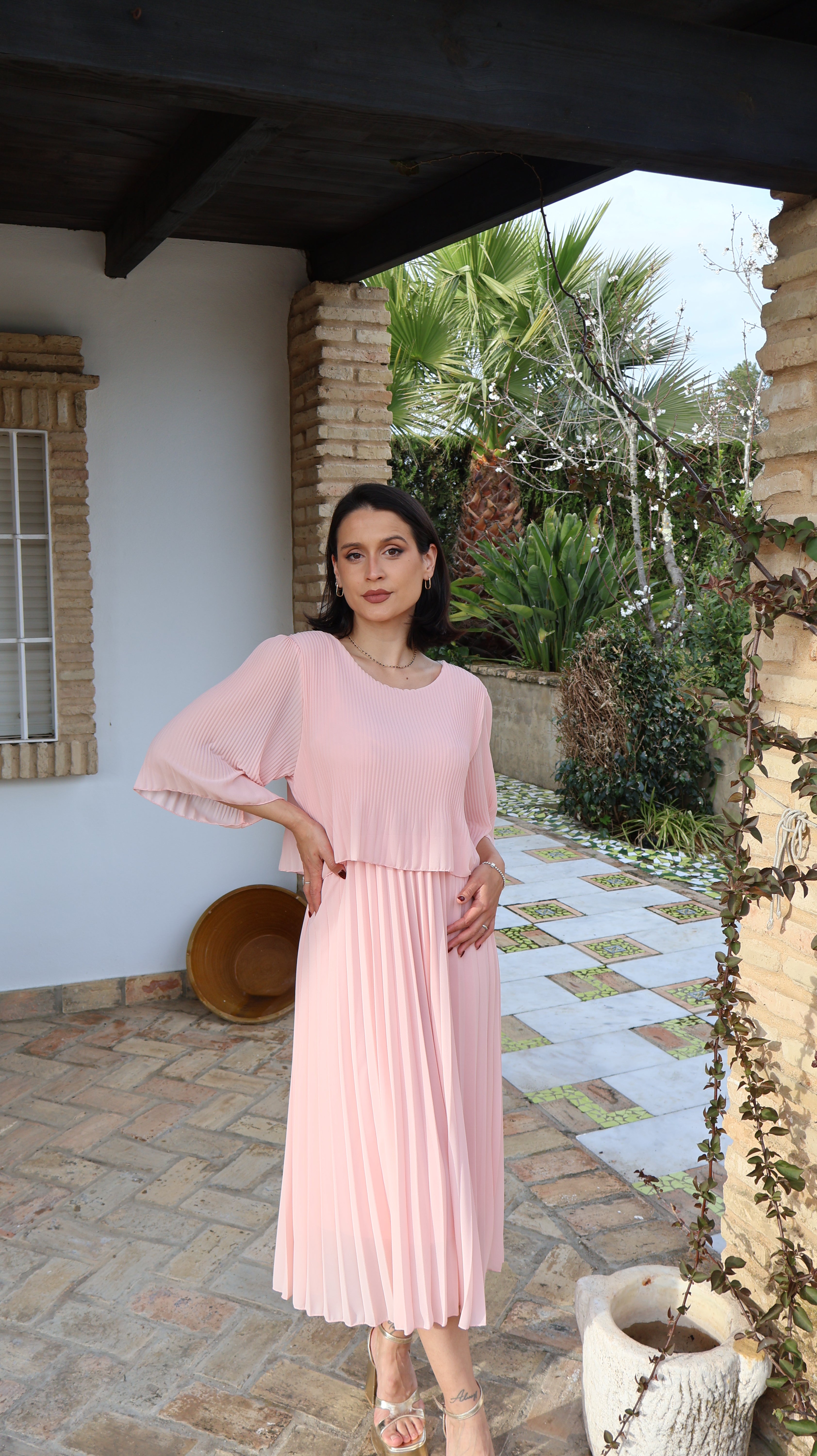 Vestido fluido plisado