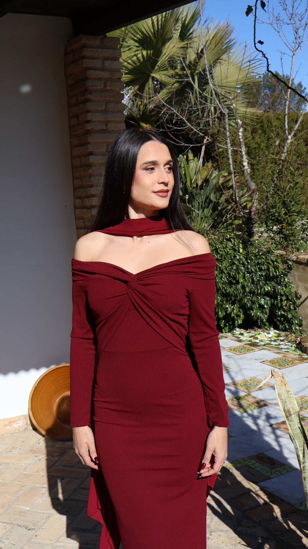 Vestido Abril burdeos