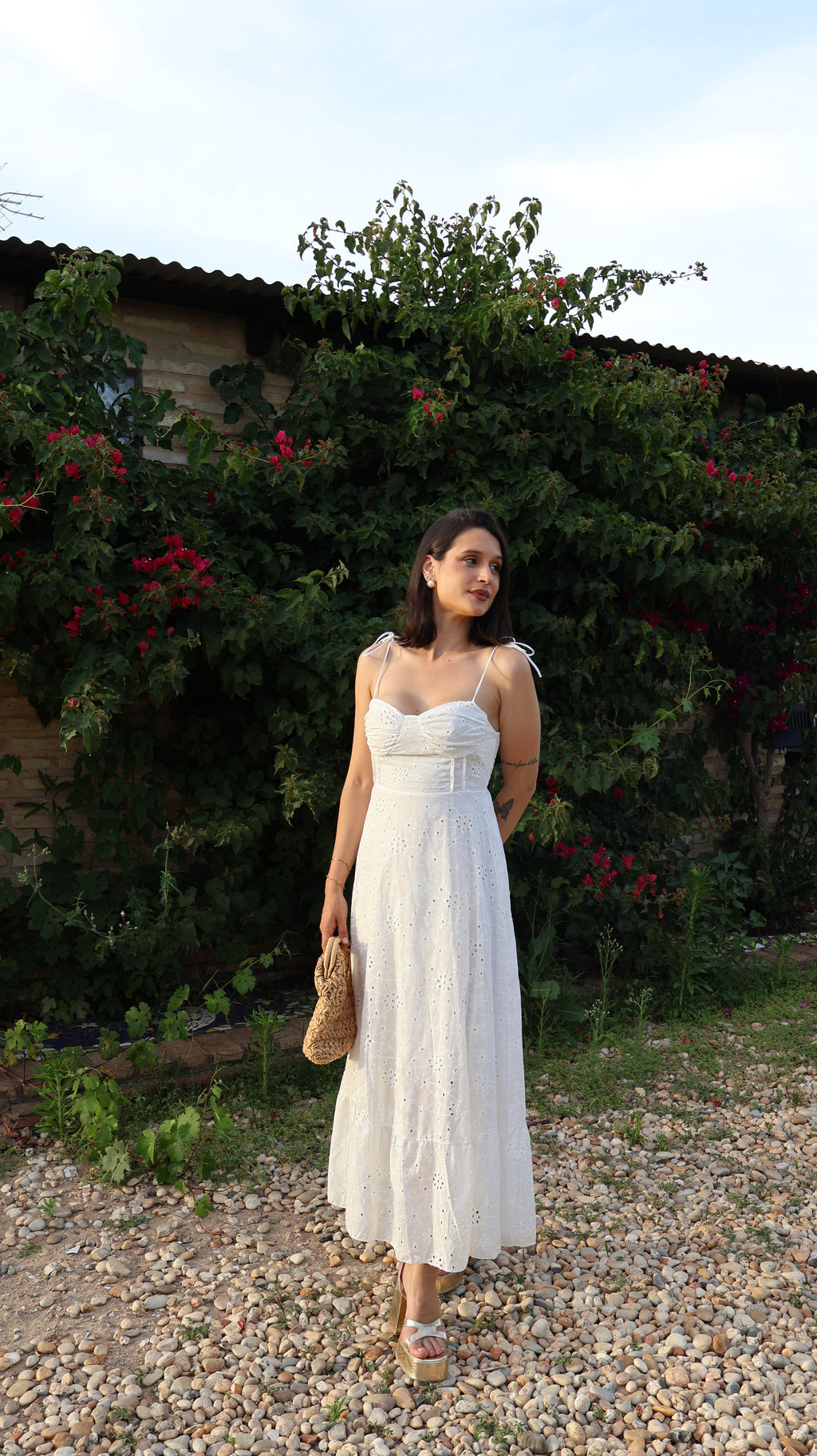 Vestido perforado blanco