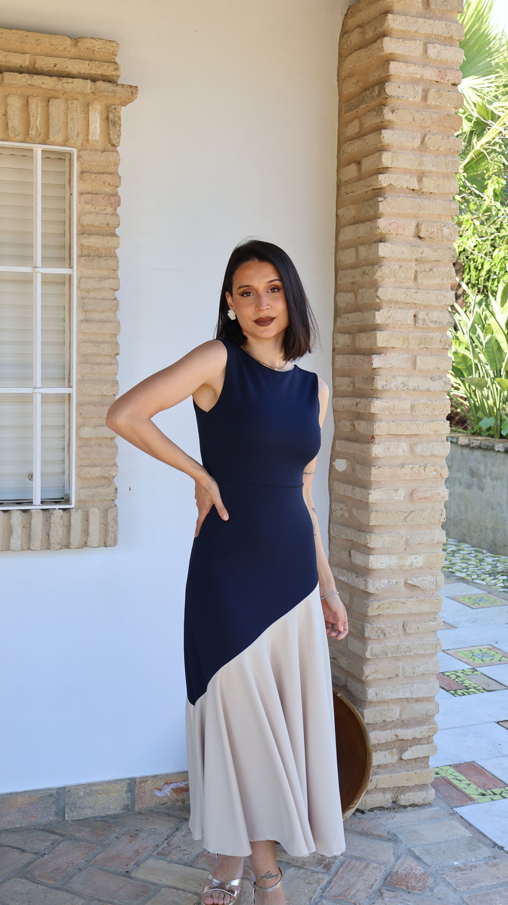 Vestido cascada marino